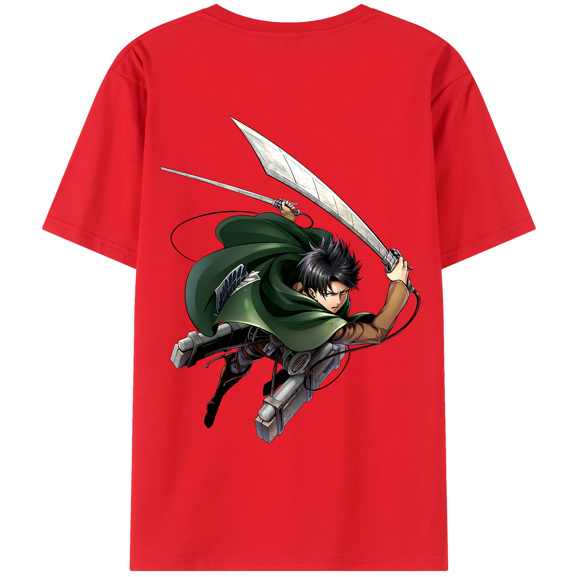 （画像用） 進撃の巨人 リヴァイ·アッカーマン Attack on Titan Levi Ackerman レディース半袖Tシャツ(バックプリント)