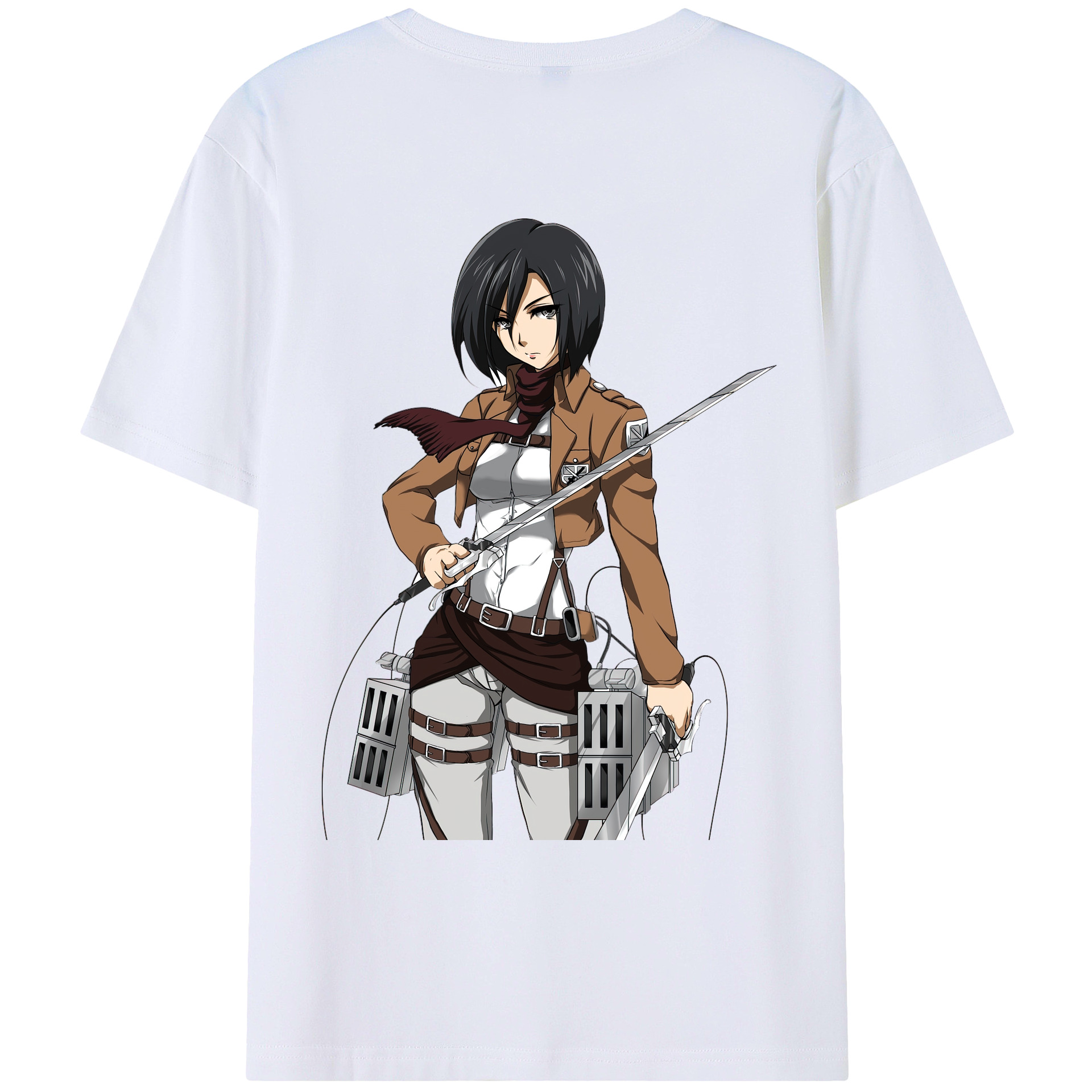 （画像用） 進撃の巨人 ミカサ·アッカーマン Attack on Titan Mikasa Ackerman レディース半袖Tシャツ(バックプリント)