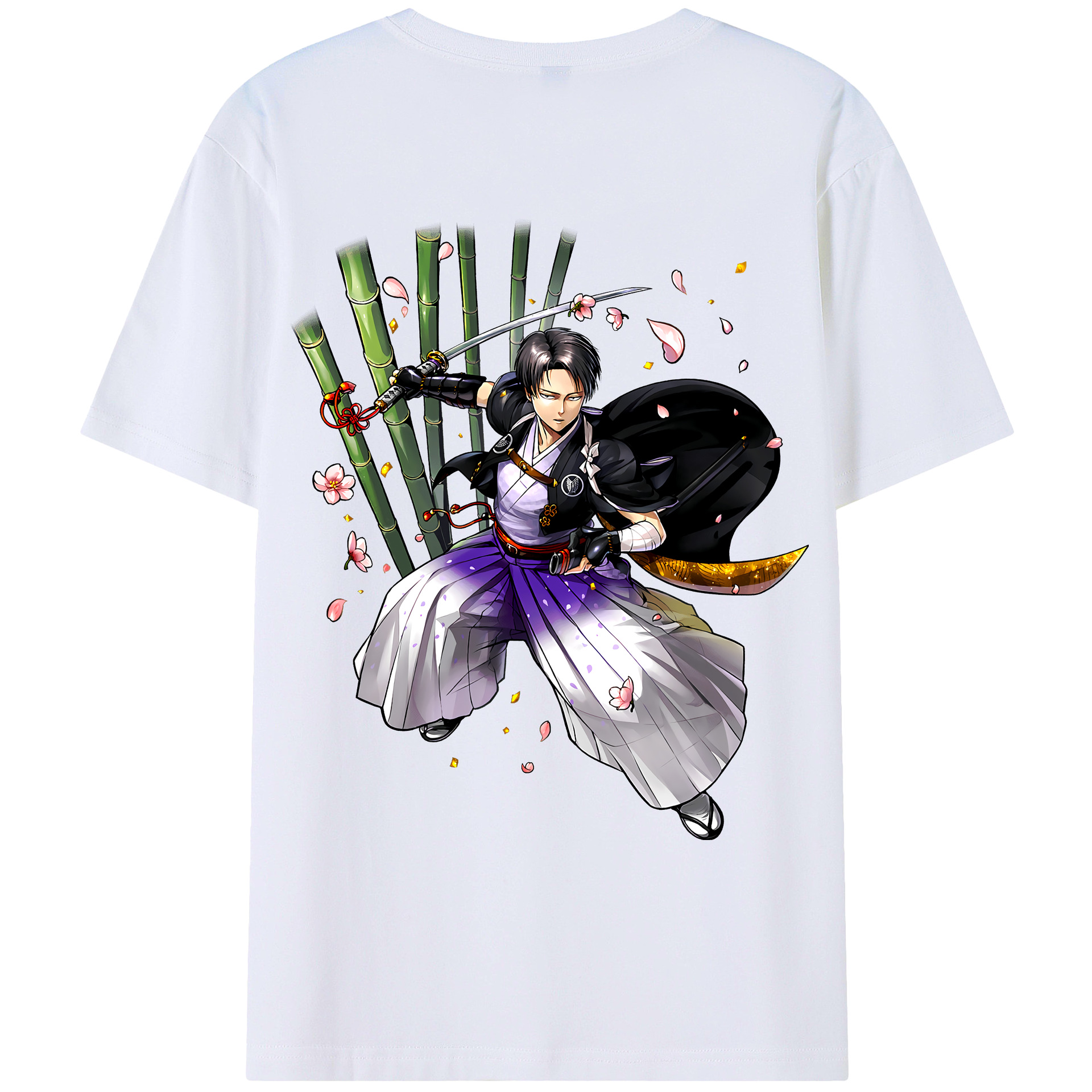 （画像用） 進撃の巨人 リヴァイ·アッカーマン Attack on Titan Levi Ackerman レディース半袖Tシャツ(バックプリント)