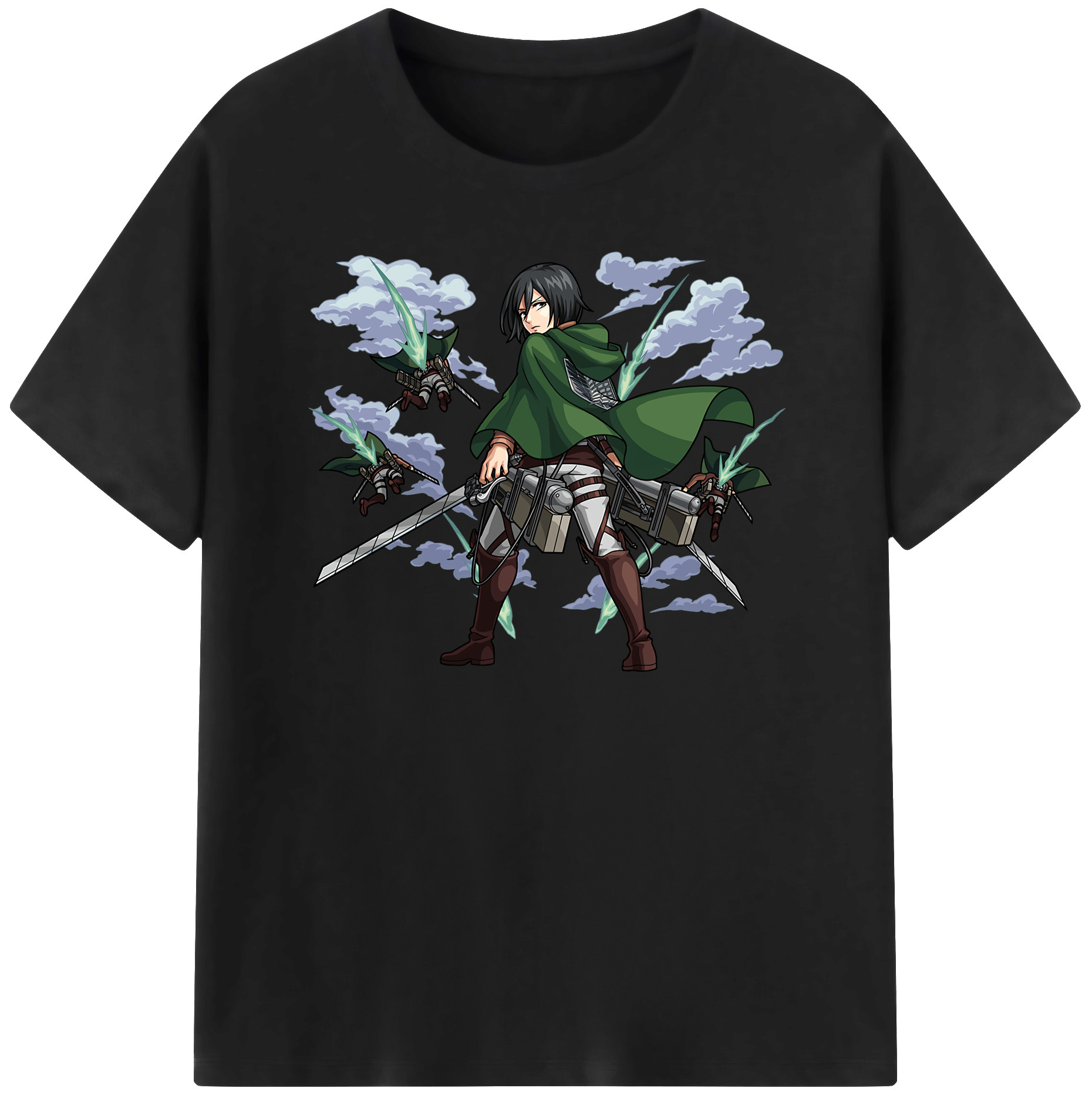（画像用） 進撃の巨人 ミカサ·アッカーマン Attack on Titan Mikasa Ackerman レディースカジュアルプリントTシャツ（綿100％）