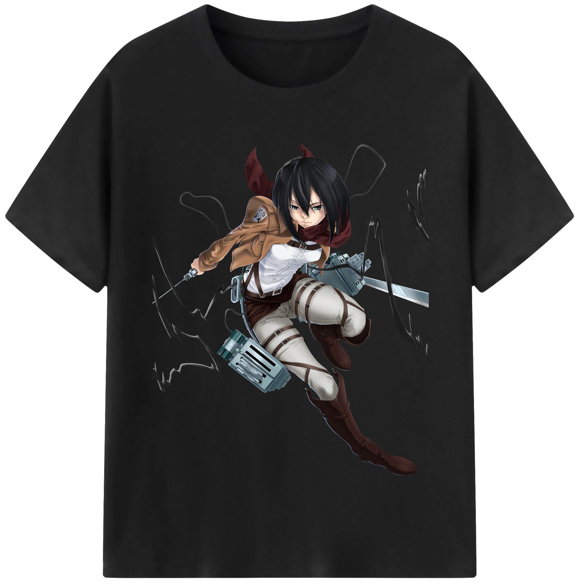 （画像用） 進撃の巨人 ミカサ·アッカーマン Attack on Titan Mikasa Ackerman レディースカジュアルプリントTシャツ（綿100％）