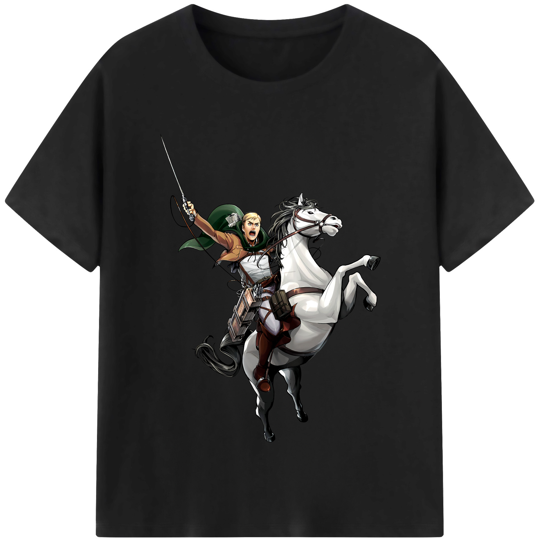 （画像用） 進撃の巨人 エルヴィン・スミス Attack on Titan Erwin Smith レディースカジュアルプリントTシャツ（綿100％）