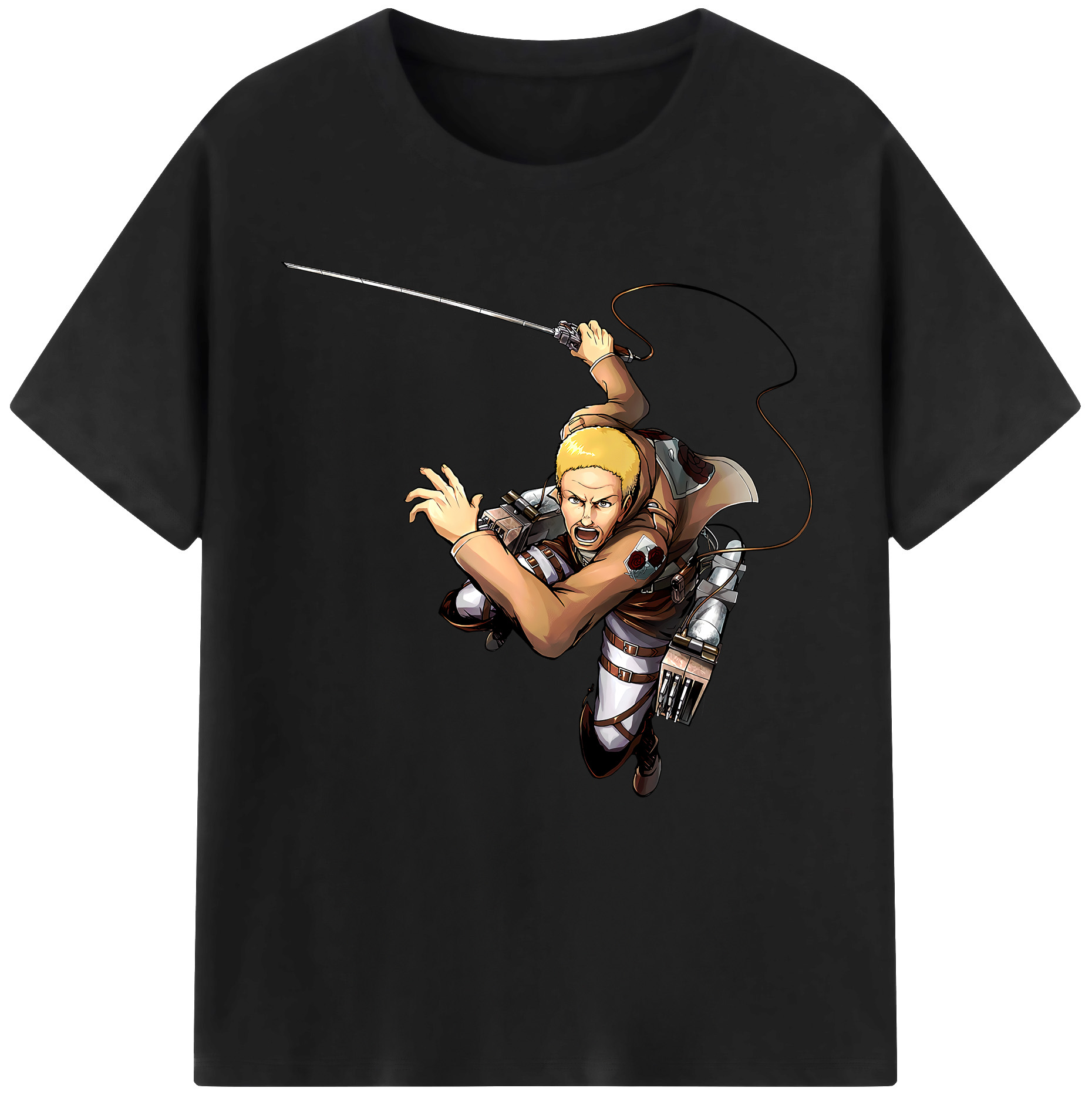 （画像用） 進撃の巨人 ハンネス Attack on Titan Hannes レディースカジュアルプリントTシャツ（綿100％）