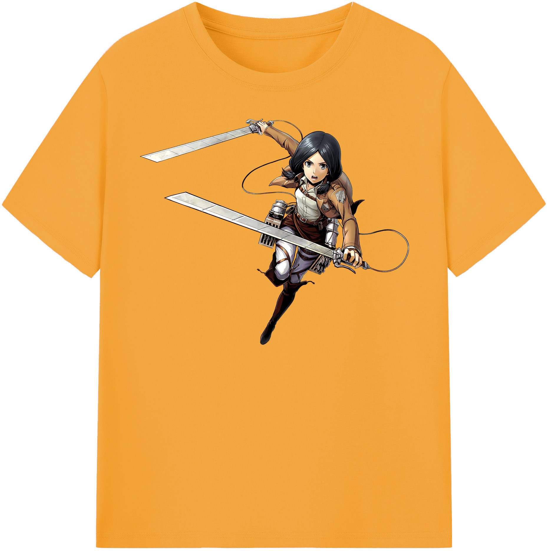 （画像用） 進撃の巨人 ミカサ·アッカーマン Attack on Titan Mikasa Ackerman レディースカジュアルプリントTシャツ（綿100％）