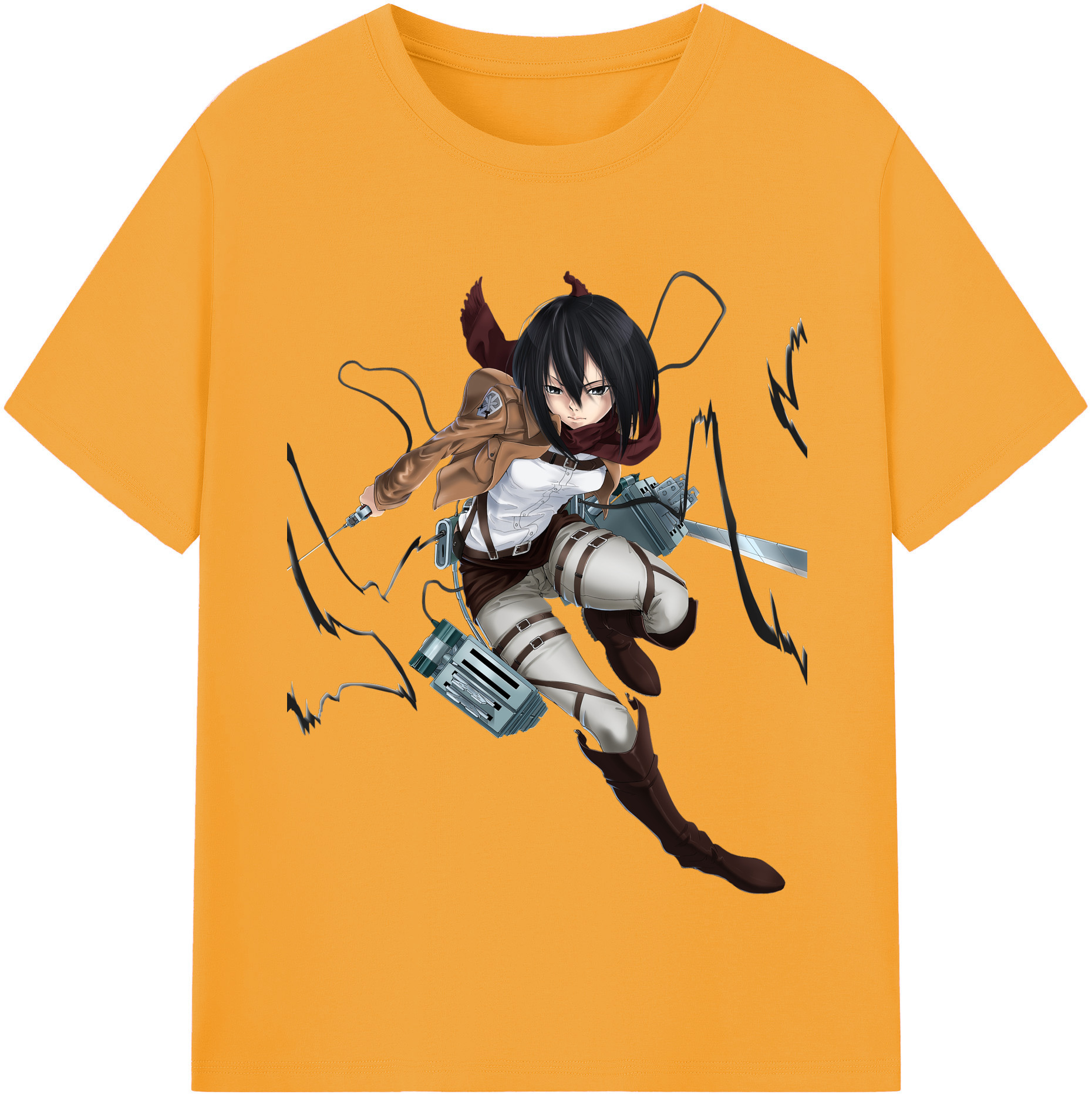 （画像用） 進撃の巨人 ミカサ·アッカーマン Attack on Titan Mikasa Ackerman レディースカジュアルプリントTシャツ（綿100％）
