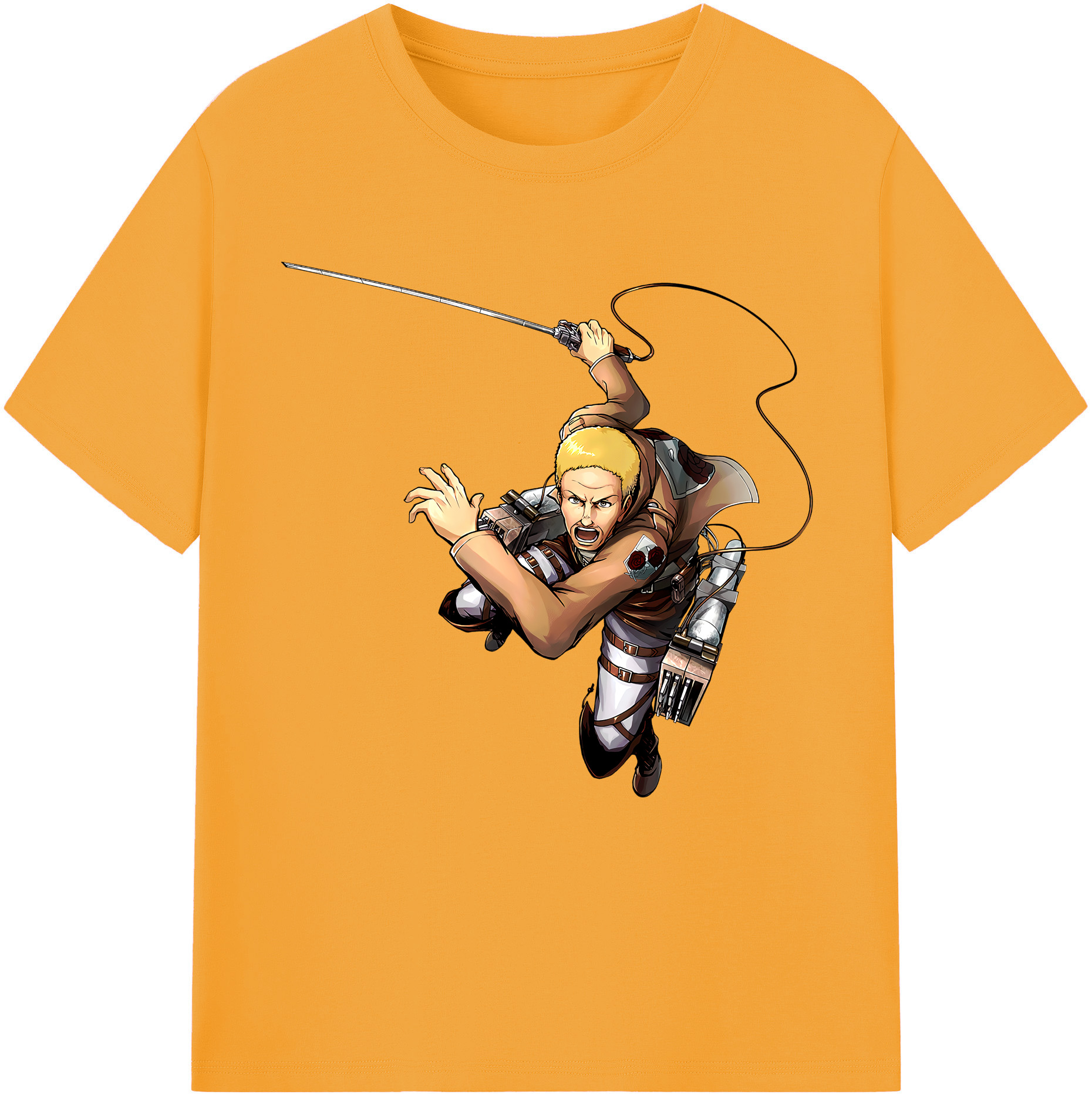 （画像用） 進撃の巨人 ハンネス Attack on Titan Hannes レディースカジュアルプリントTシャツ（綿100％）
