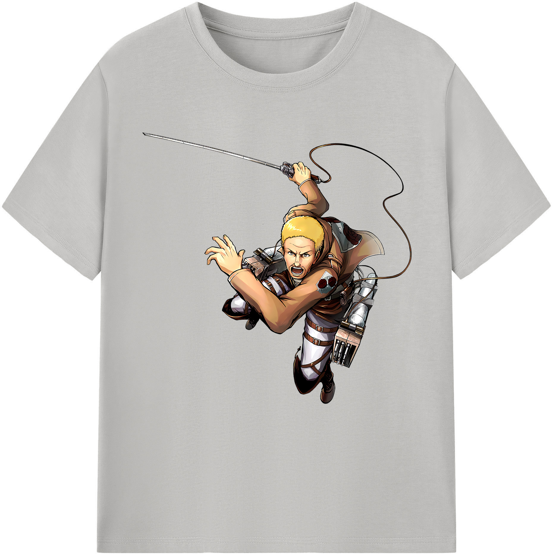 （画像用） 進撃の巨人 ハンネス Attack on Titan Hannes レディースカジュアルプリントTシャツ（綿100％）