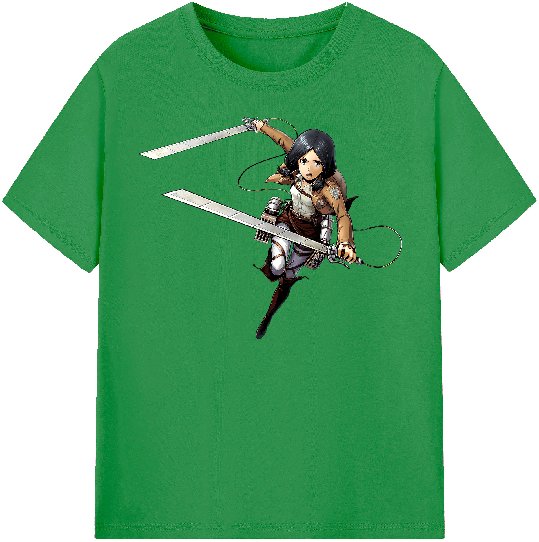 （画像用） 進撃の巨人 ミカサ·アッカーマン Attack on Titan Mikasa Ackerman レディースカジュアルプリントTシャツ（綿100％）