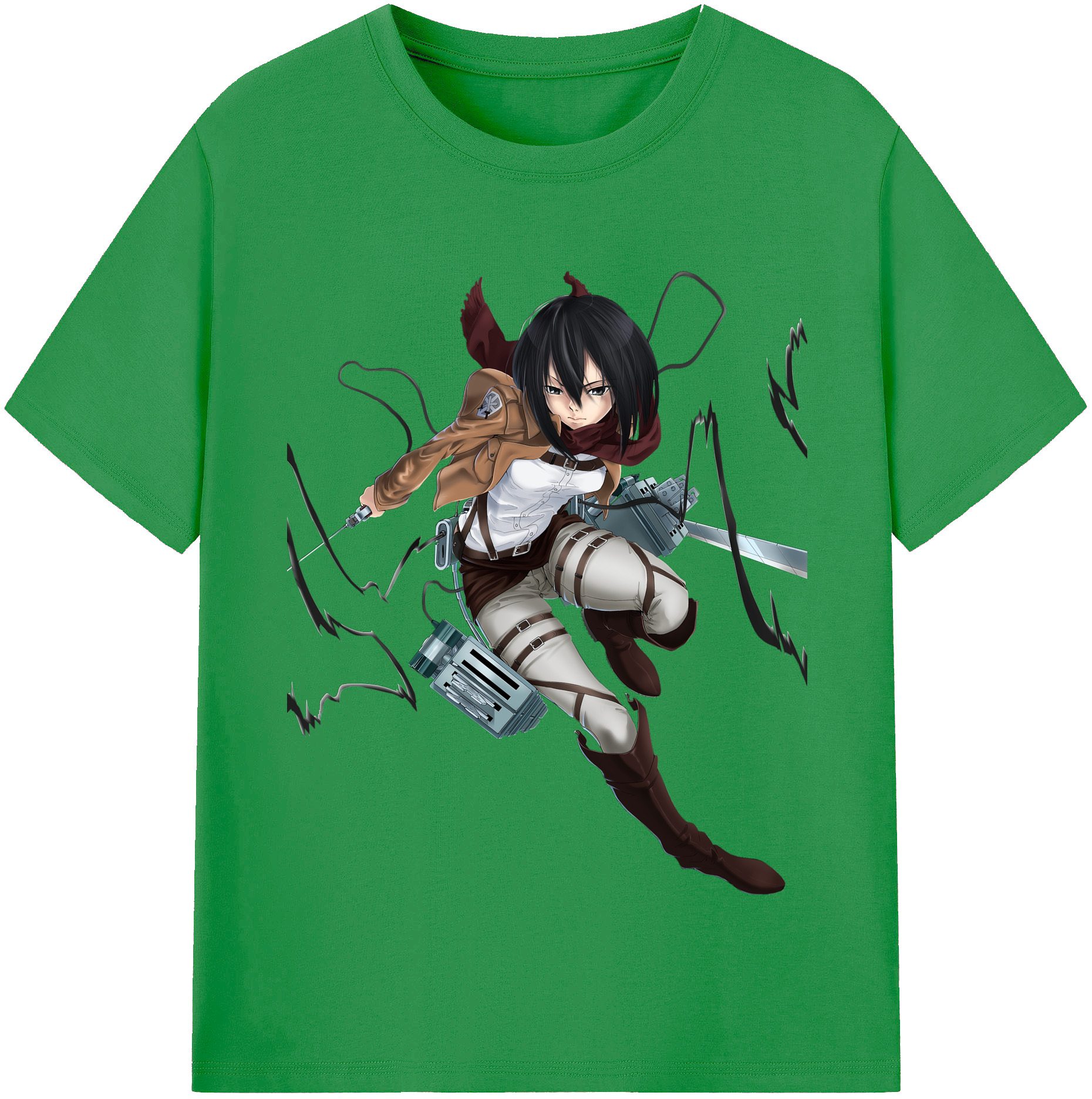 （画像用） 進撃の巨人 ミカサ·アッカーマン Attack on Titan Mikasa Ackerman レディースカジュアルプリントTシャツ（綿100％）