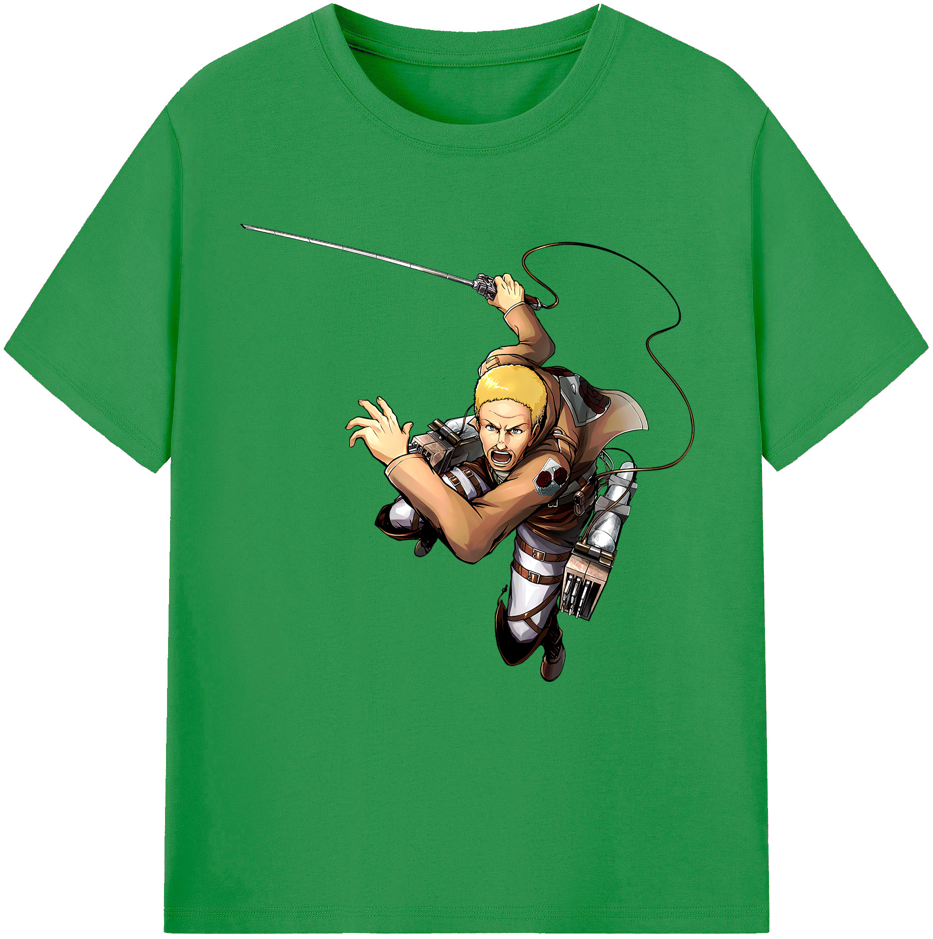 （画像用） 進撃の巨人 ハンネス Attack on Titan Hannes レディースカジュアルプリントTシャツ（綿100％）