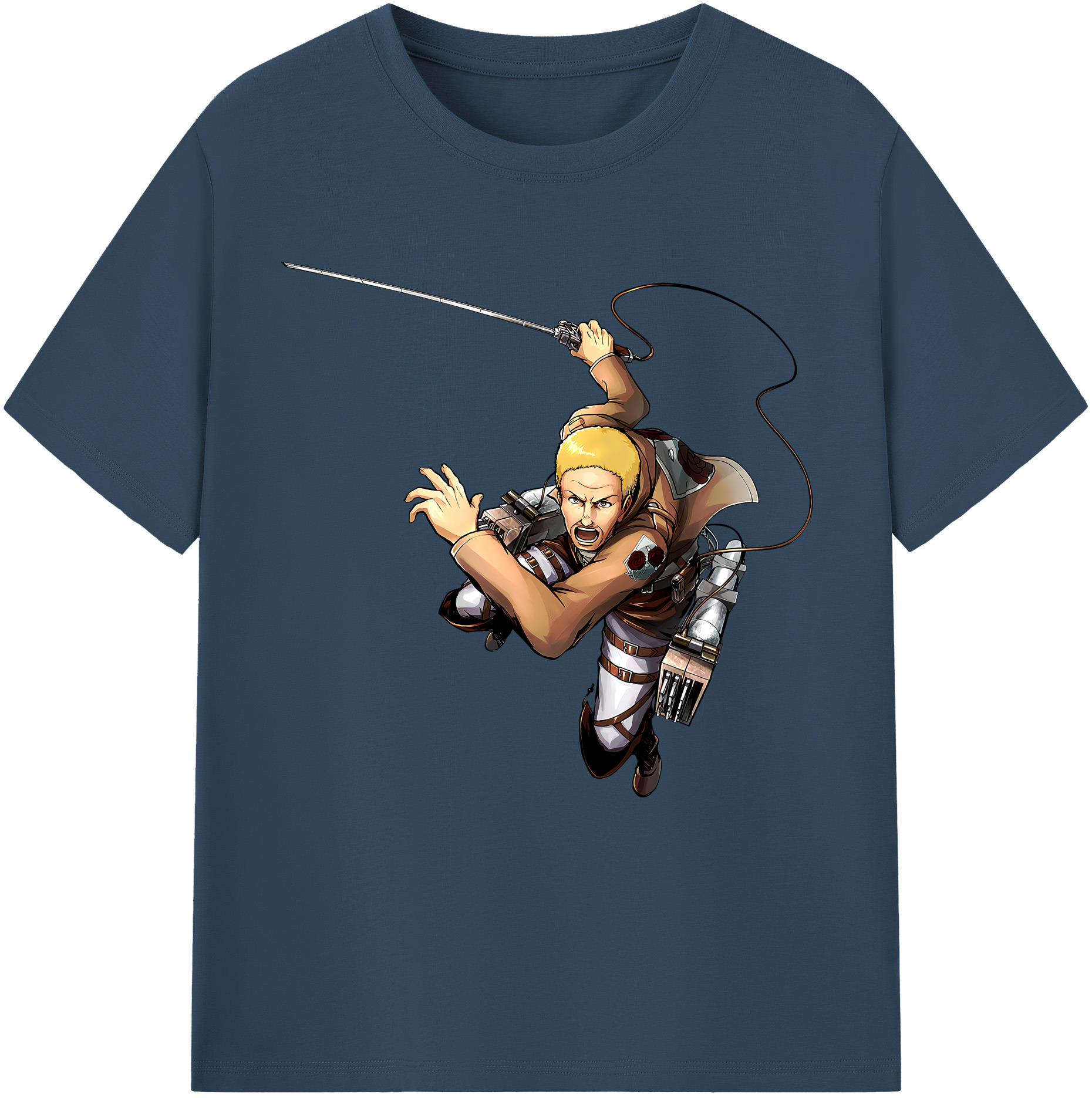 （画像用） 進撃の巨人 ハンネス Attack on Titan Hannes レディースカジュアルプリントTシャツ（綿100％）