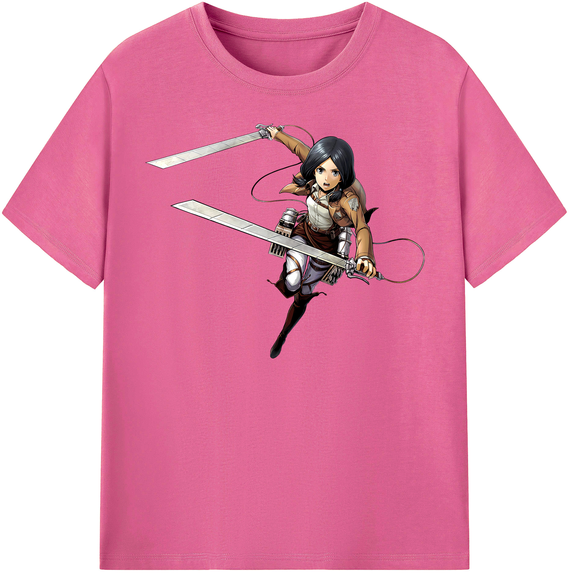 （画像用） 進撃の巨人 ミカサ·アッカーマン Attack on Titan Mikasa Ackerman レディースカジュアルプリントTシャツ（綿100％）