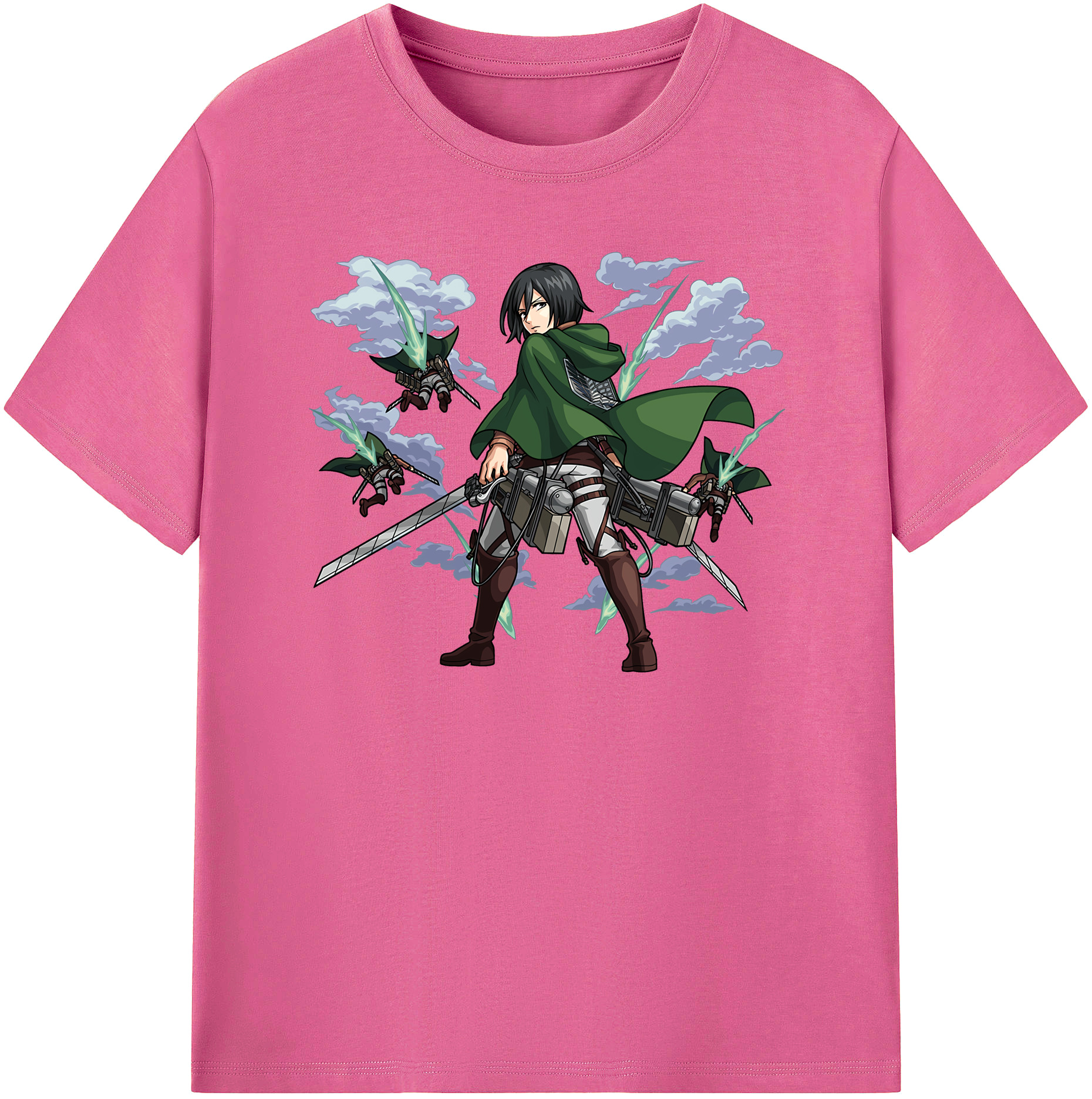 （画像用） 進撃の巨人 ミカサ·アッカーマン Attack on Titan Mikasa Ackerman レディースカジュアルプリントTシャツ（綿100％）