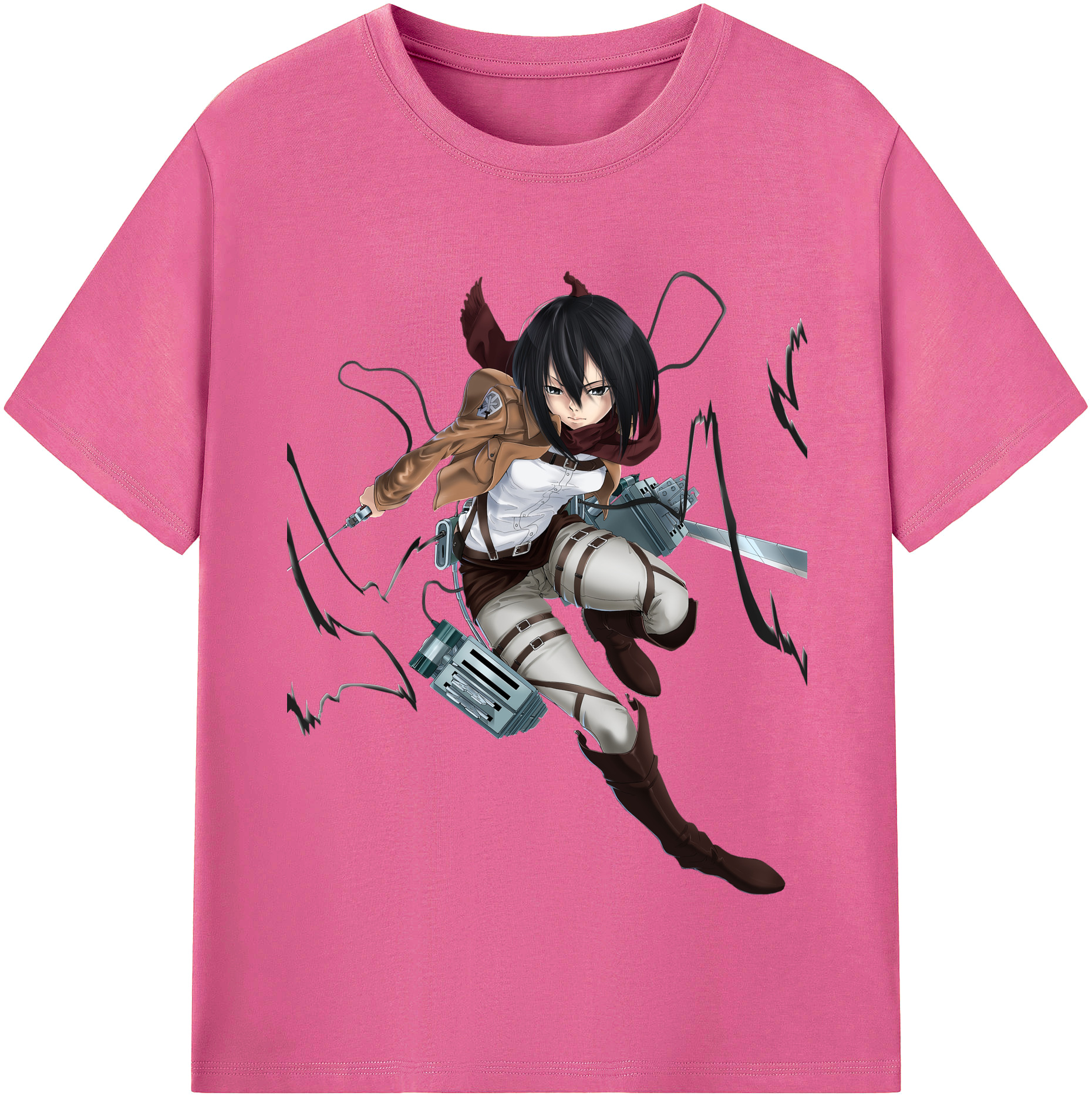 （画像用） 進撃の巨人 ミカサ·アッカーマン Attack on Titan Mikasa Ackerman レディースカジュアルプリントTシャツ（綿100％）