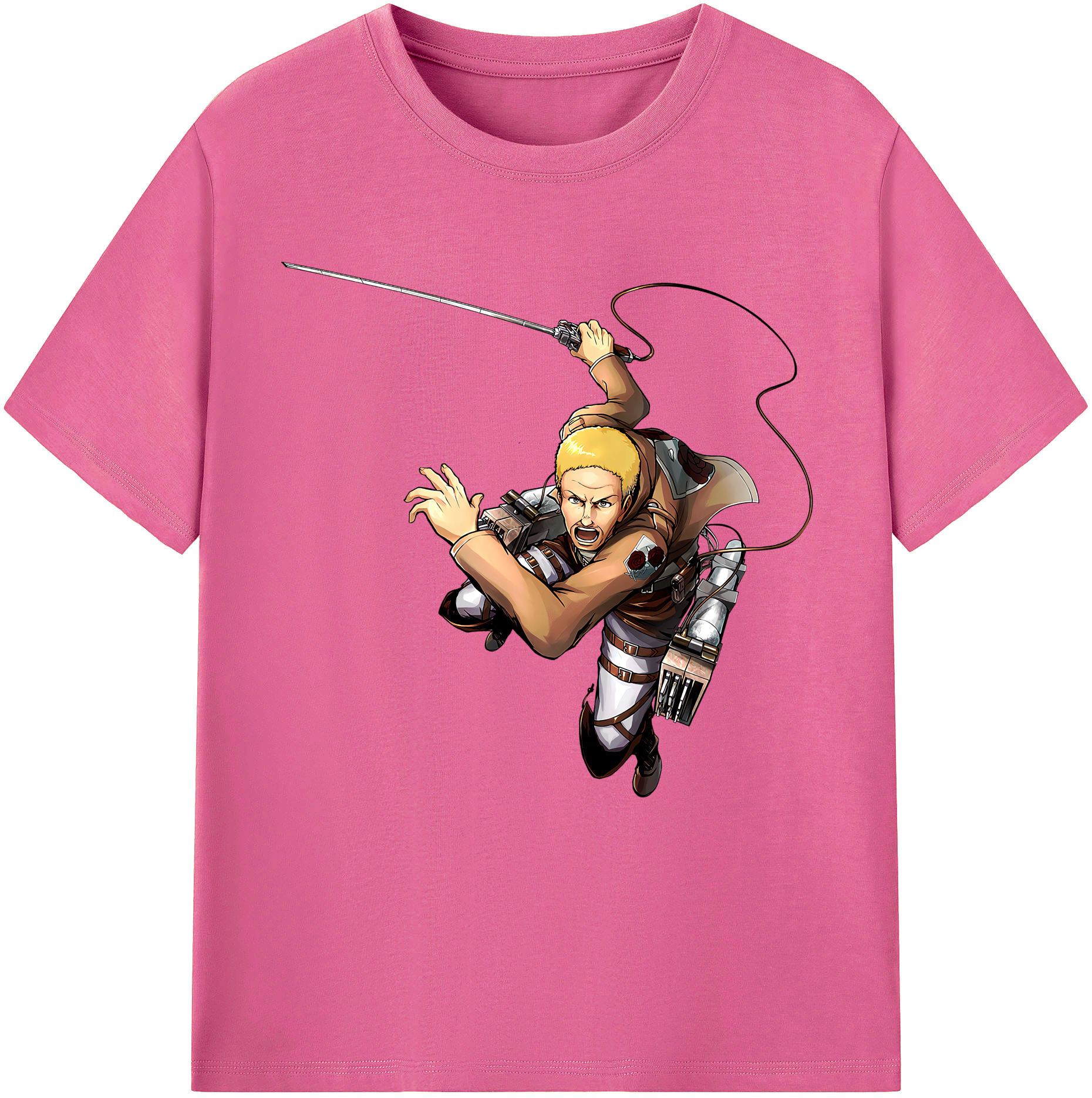 （画像用） 進撃の巨人 ハンネス Attack on Titan Hannes レディースカジュアルプリントTシャツ（綿100％）