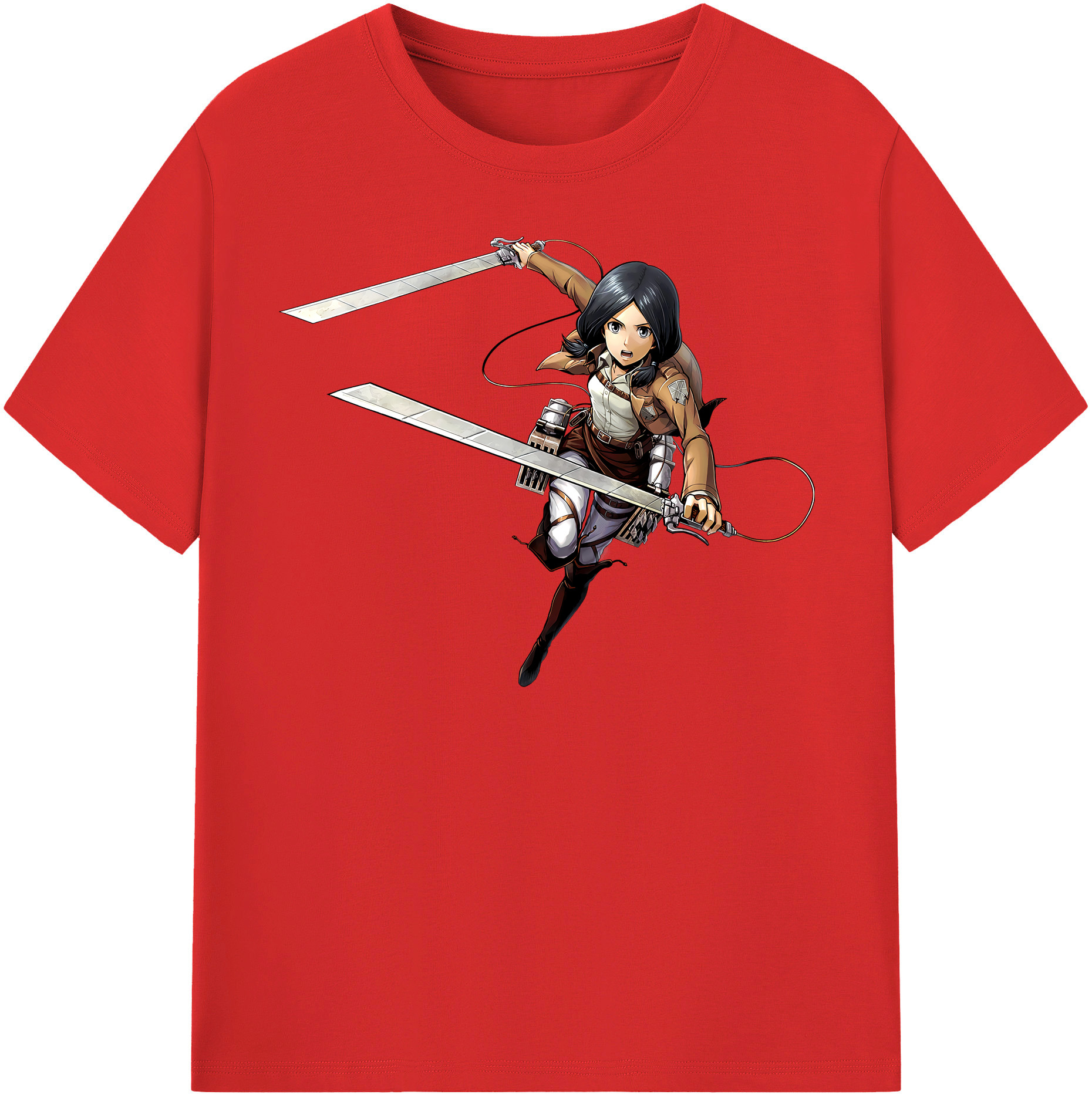 （画像用） 進撃の巨人 ミカサ·アッカーマン Attack on Titan Mikasa Ackerman レディースカジュアルプリントTシャツ（綿100％）