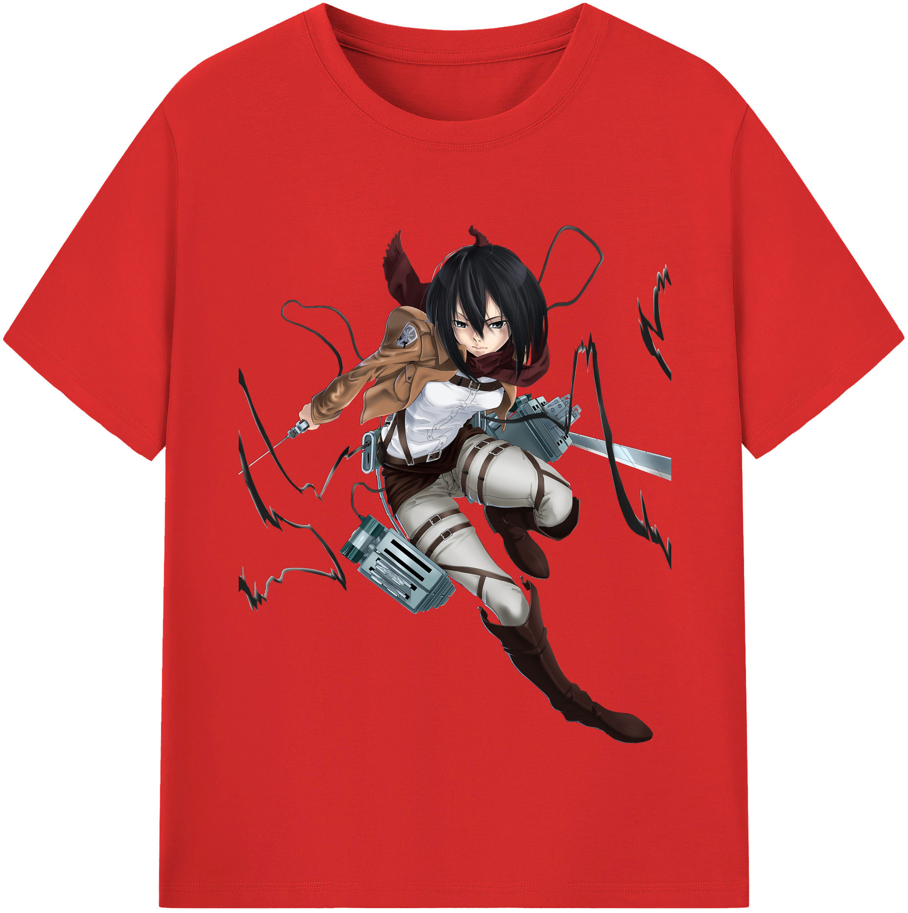 （画像用） 進撃の巨人 ミカサ·アッカーマン Attack on Titan Mikasa Ackerman レディースカジュアルプリントTシャツ（綿100％）