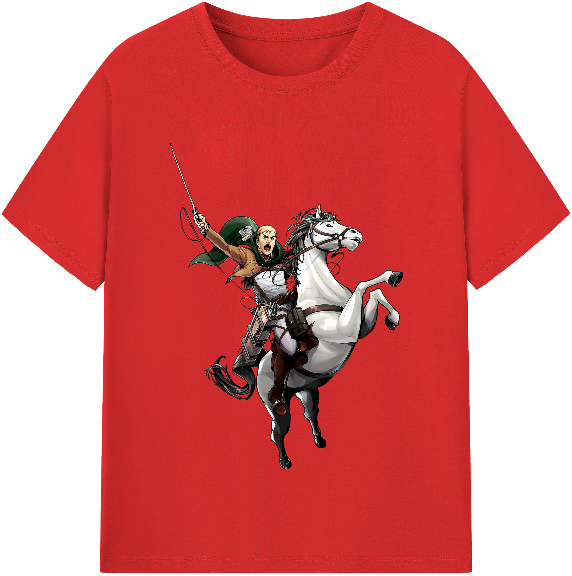 （画像用） 進撃の巨人 エルヴィン・スミス Attack on Titan Erwin Smith レディースカジュアルプリントTシャツ（綿100％）