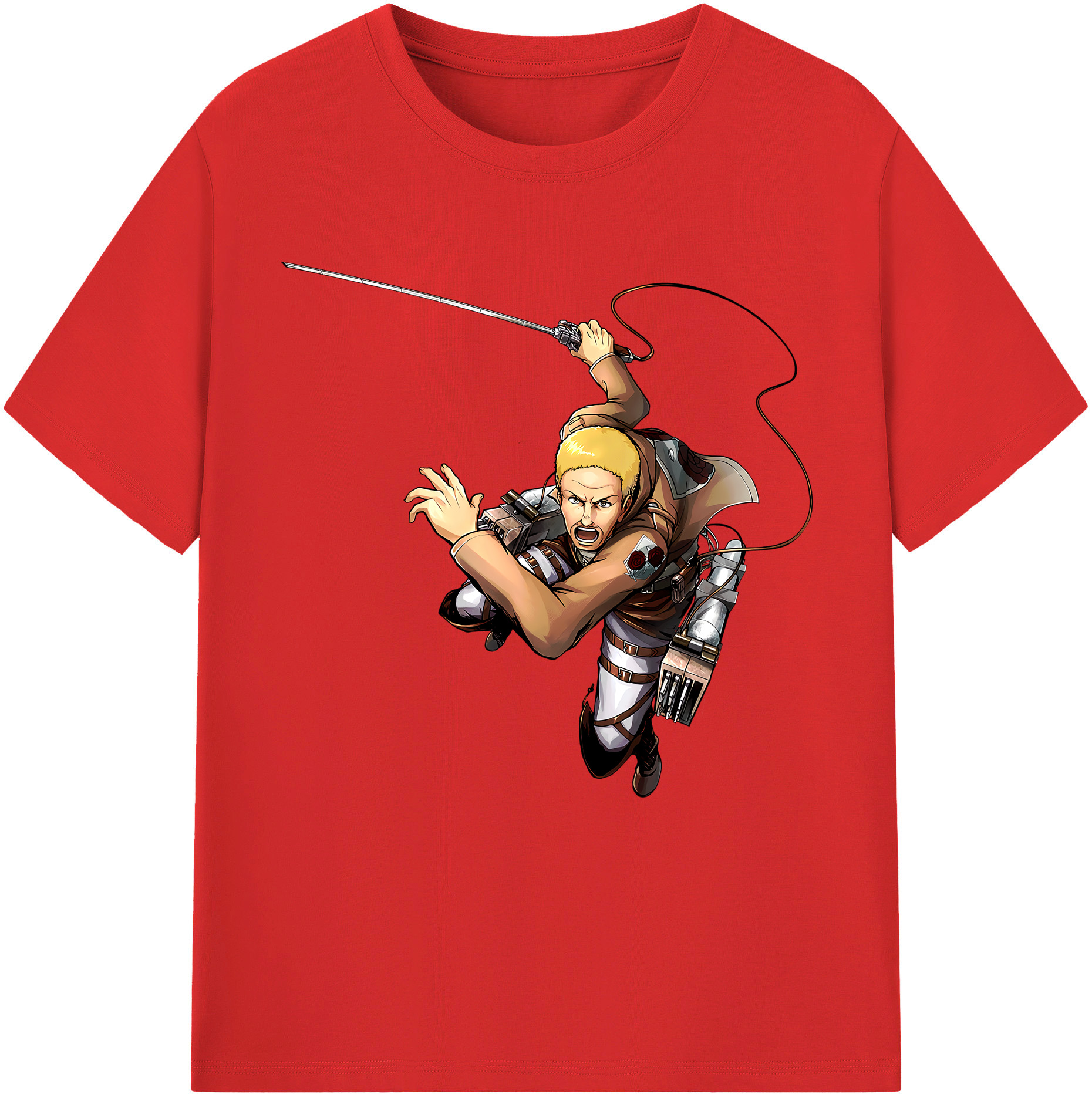 （画像用） 進撃の巨人 ハンネス Attack on Titan Hannes レディースカジュアルプリントTシャツ（綿100％）