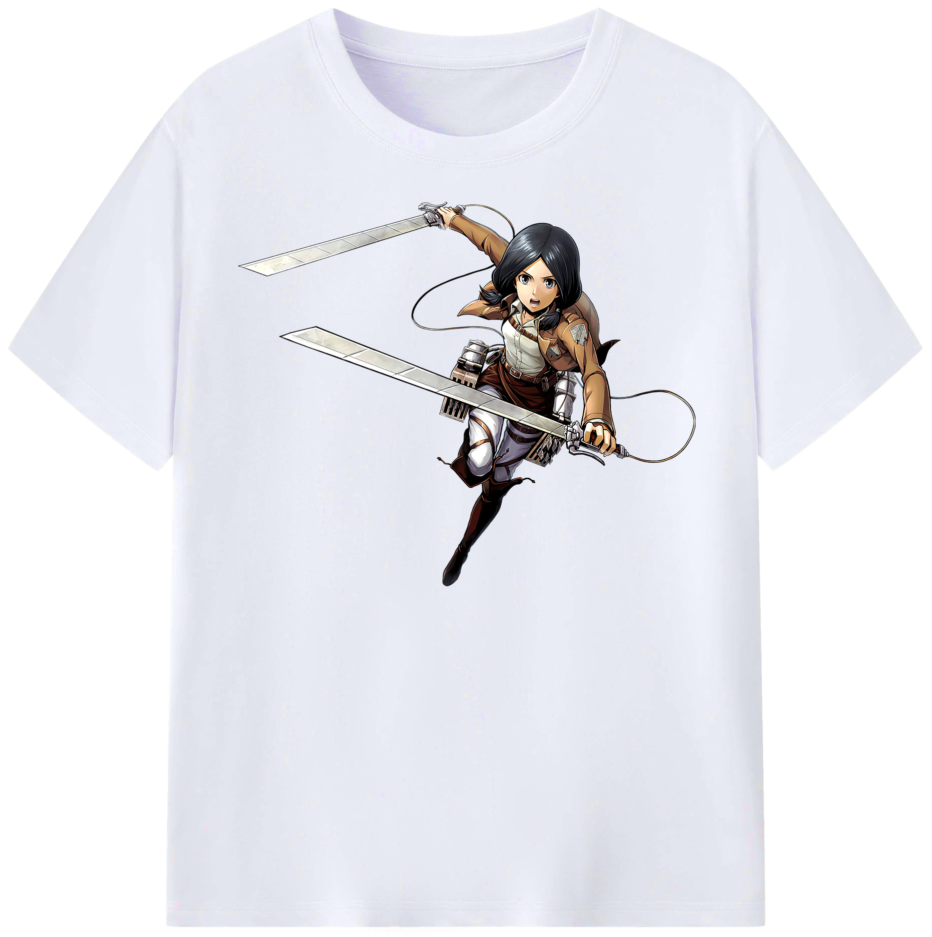 （画像用） 進撃の巨人 ミカサ·アッカーマン Attack on Titan Mikasa Ackerman レディースカジュアルプリントTシャツ（綿100％）