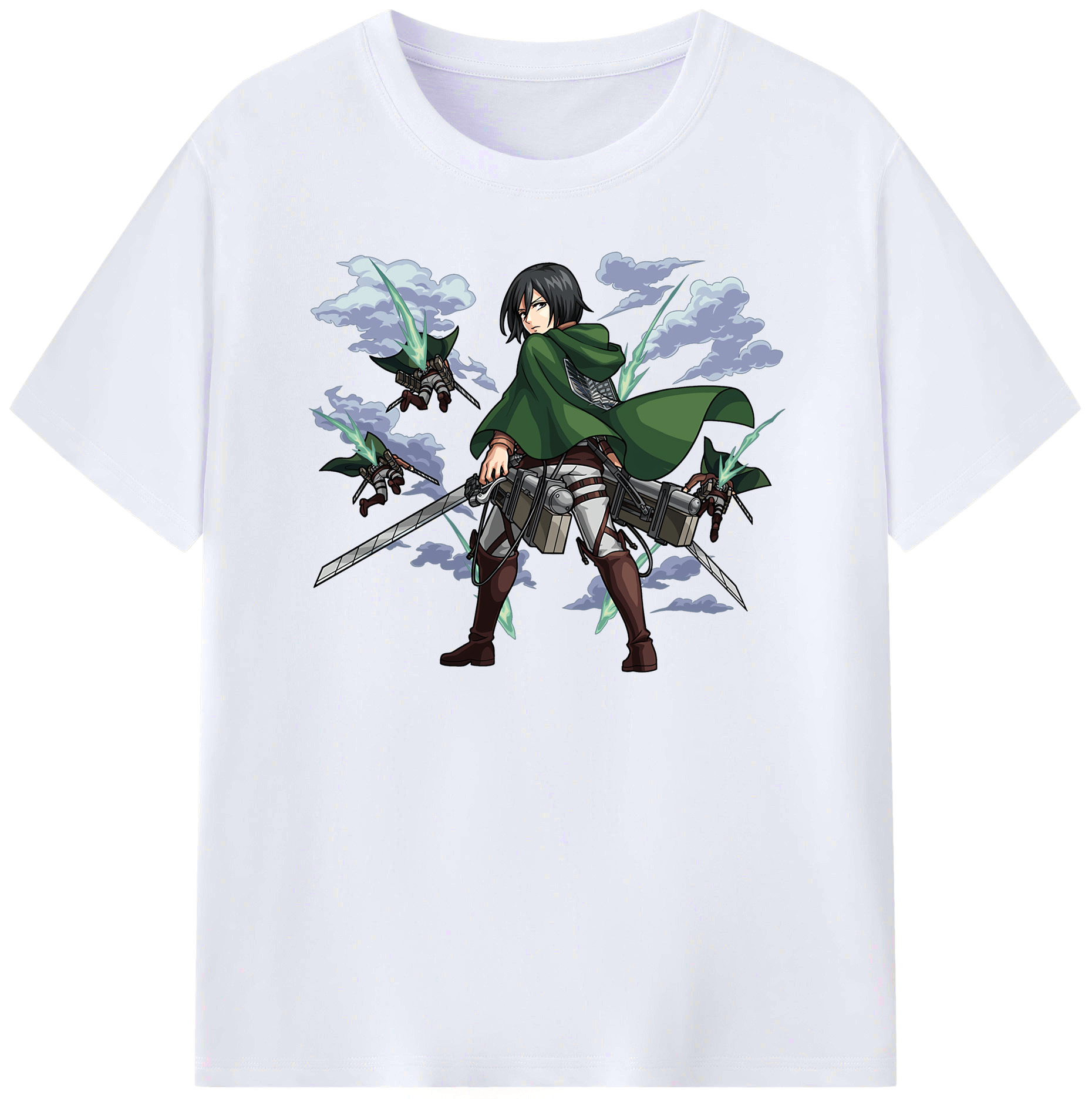 （画像用） 進撃の巨人 ミカサ·アッカーマン Attack on Titan Mikasa Ackerman レディースカジュアルプリントTシャツ（綿100％）
