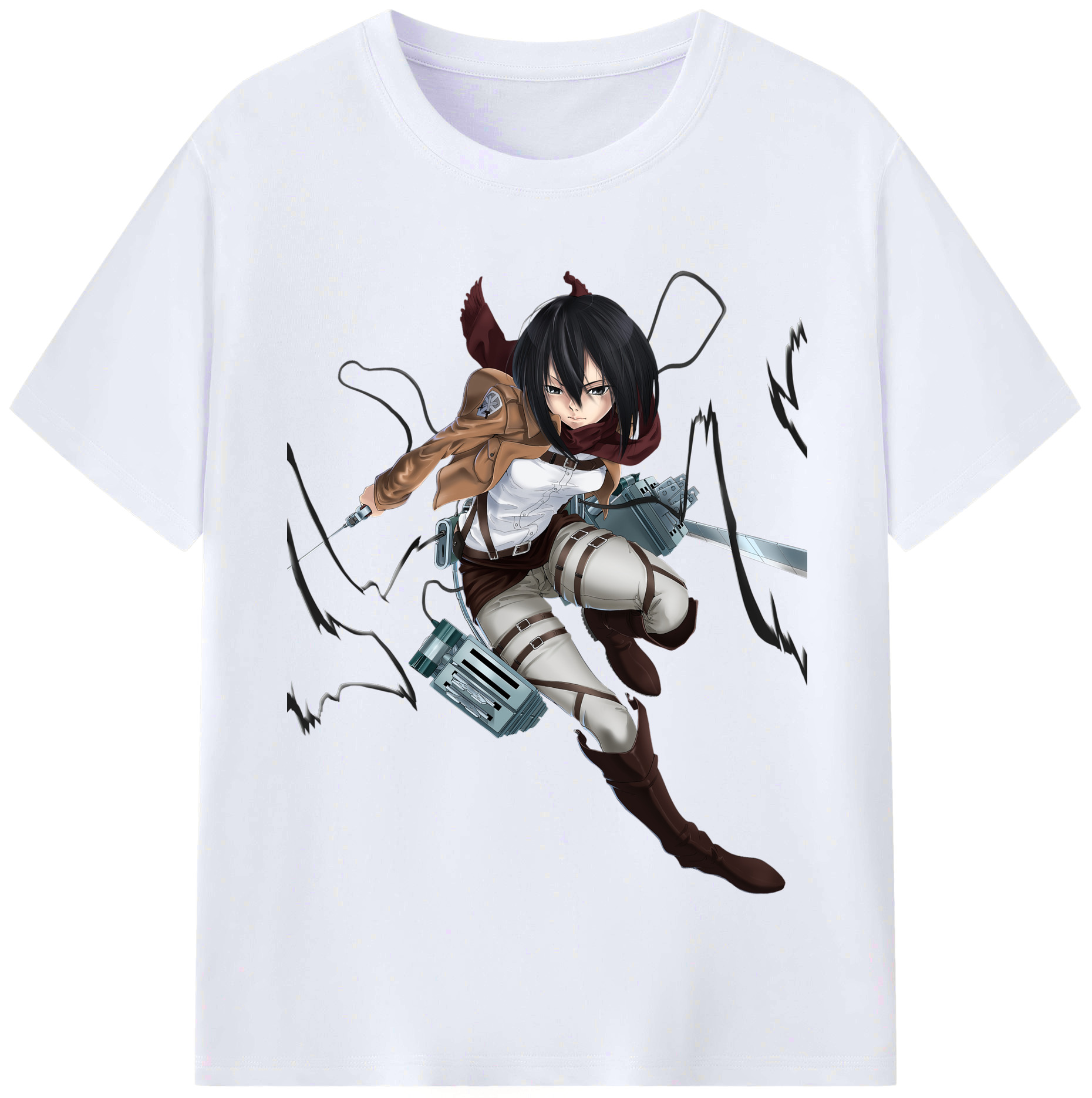 （画像用） 進撃の巨人 ミカサ·アッカーマン Attack on Titan Mikasa Ackerman レディースカジュアルプリントTシャツ（綿100％）