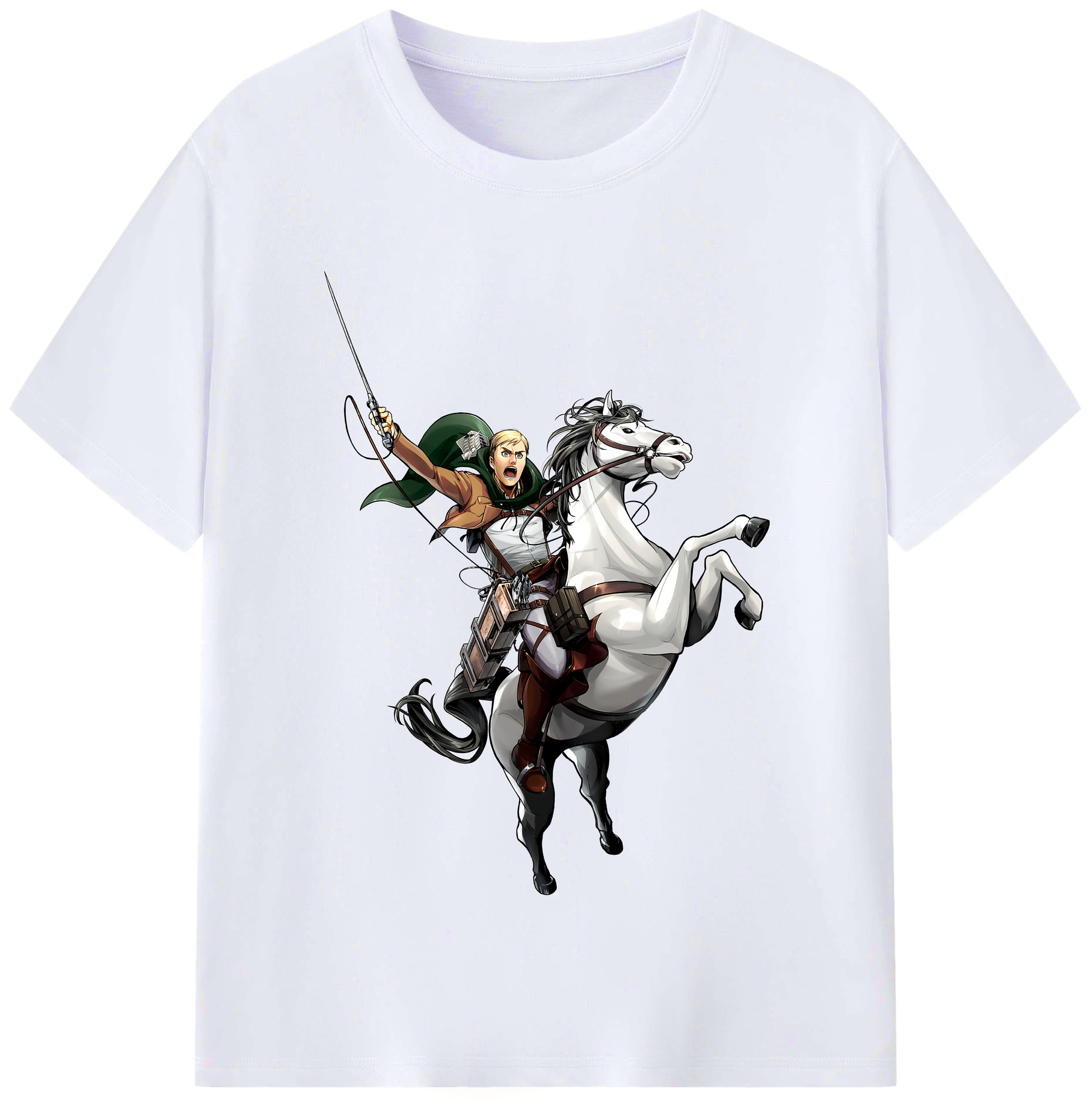 （画像用） 進撃の巨人 エルヴィン・スミス Attack on Titan Erwin Smith レディースカジュアルプリントTシャツ（綿100％）