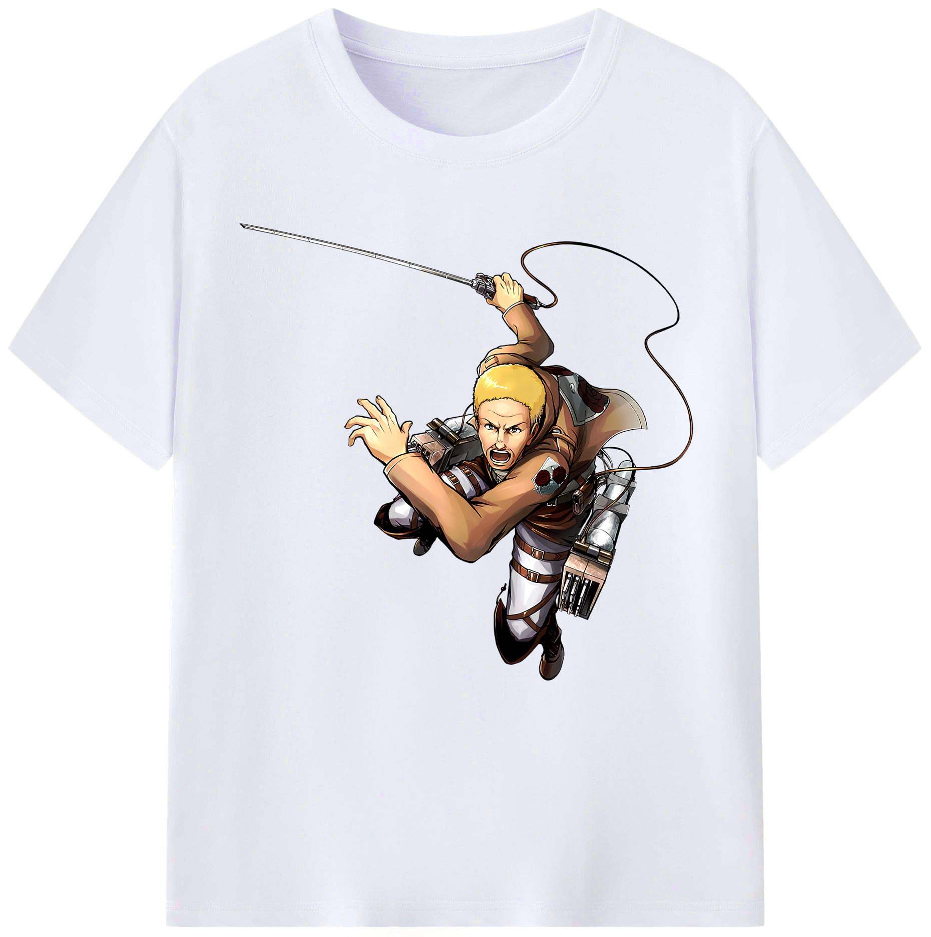（画像用） 進撃の巨人 ハンネス Attack on Titan Hannes レディースカジュアルプリントTシャツ（綿100％）