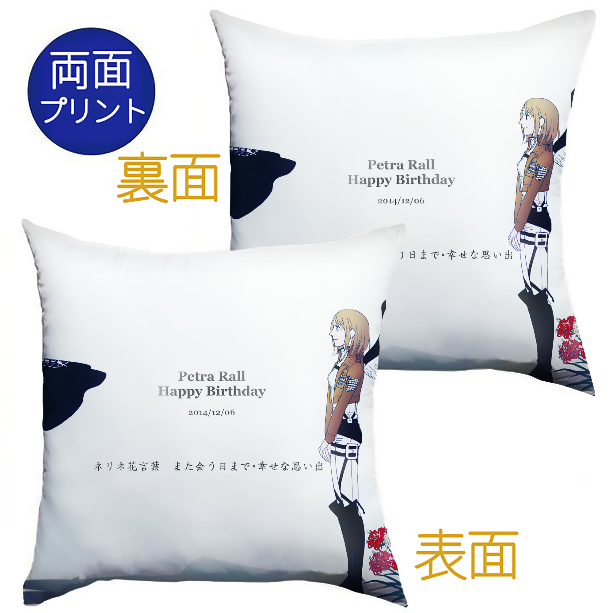 （画像用） 進撃の巨人 Attack on Titan クッションカバー＆本体セット（ポリエステル素材）