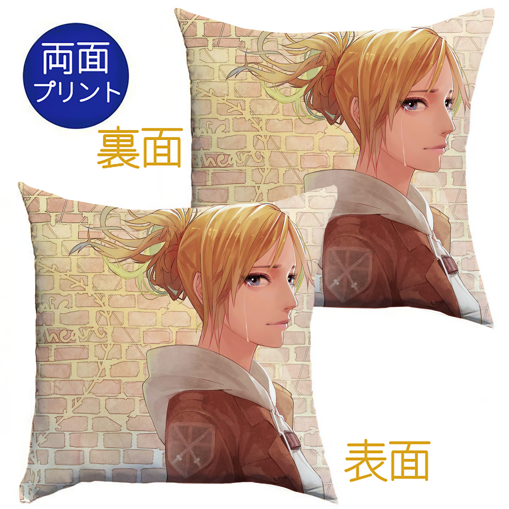 （画像用） 進撃の巨人 Attack on Titan クッションカバー＆本体セット（ポリエステル素材）
