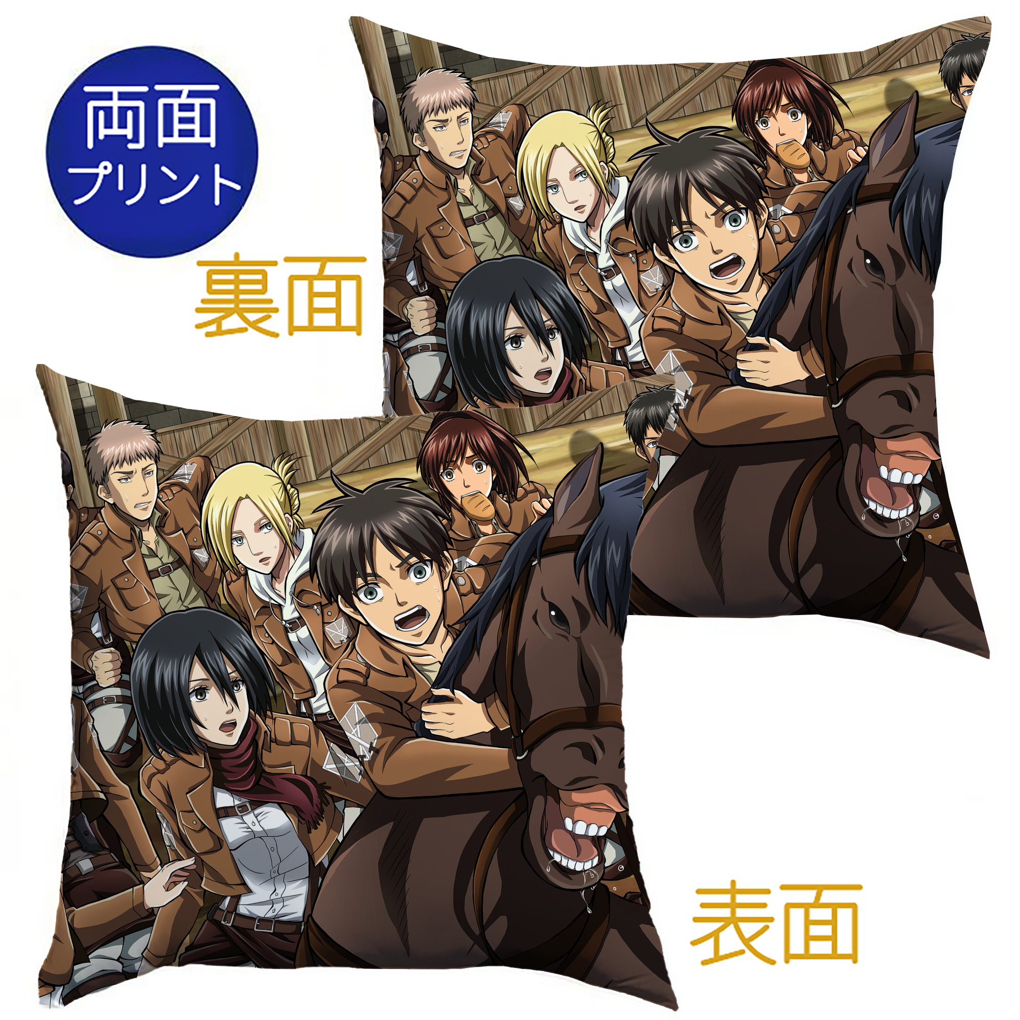 （画像用） 進撃の巨人 Attack on Titan クッションカバー＆本体セット（ポリエステル素材）