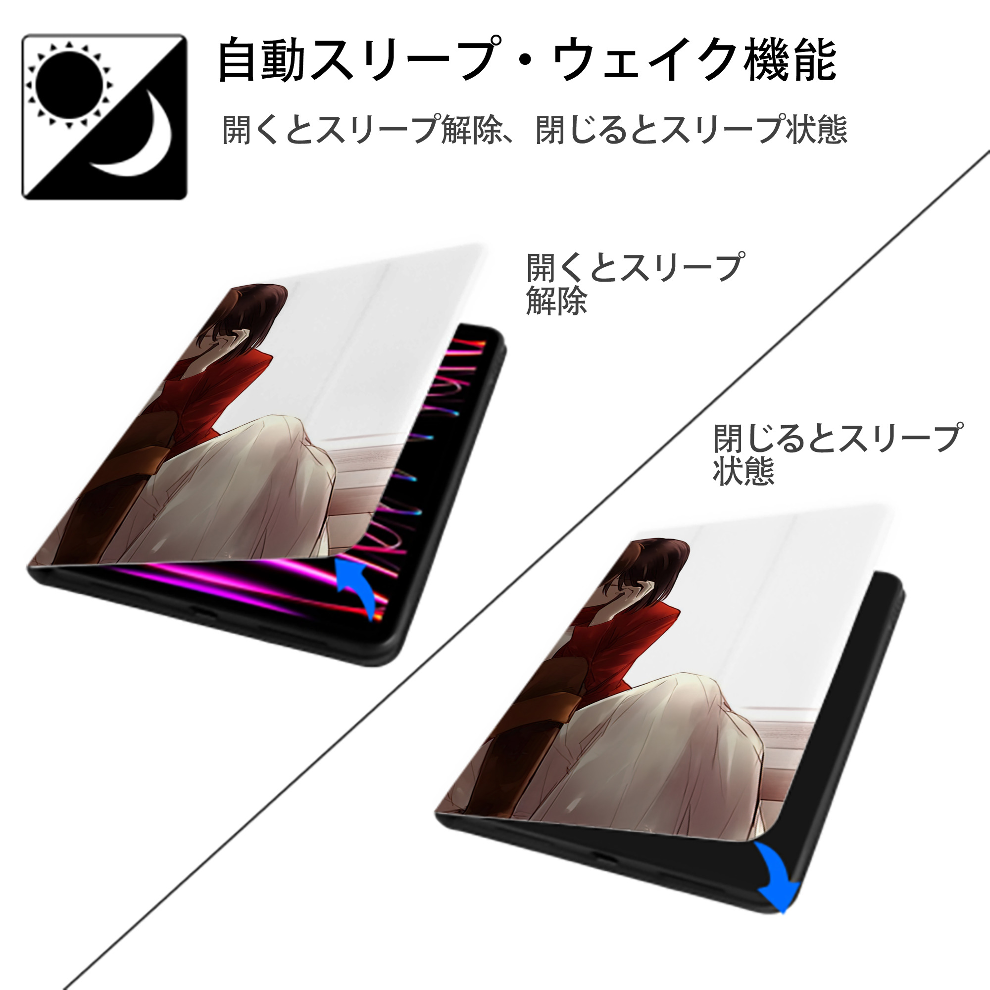 進撃の巨人 Attack on Titan IPad ケース ブック型 PUレザー TPU 耐衝撃 軽量 薄型 ペン収納なし 全面保護 IPad 各モデル対応