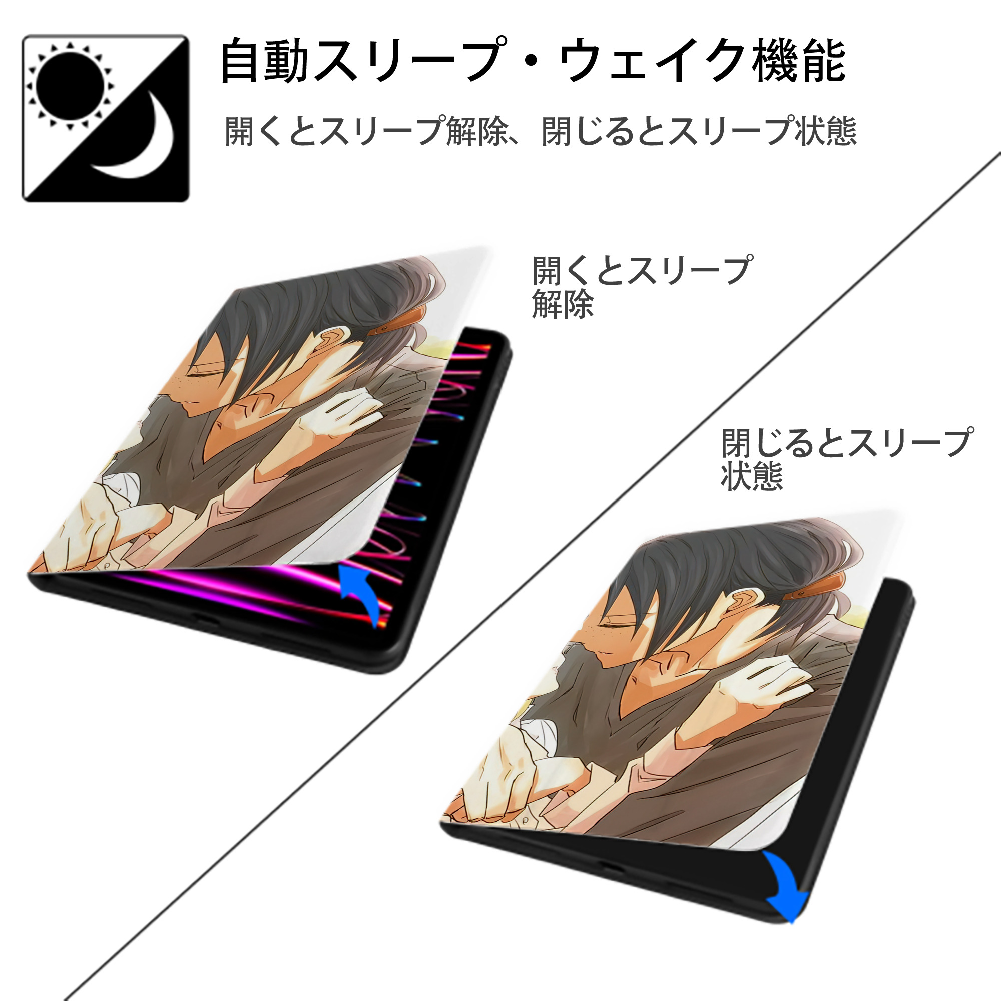 進撃の巨人 Attack on Titan IPad ケース ブック型 PUレザー TPU 耐衝撃 軽量 薄型 ペン収納なし 全面保護 IPad 各モデル対応