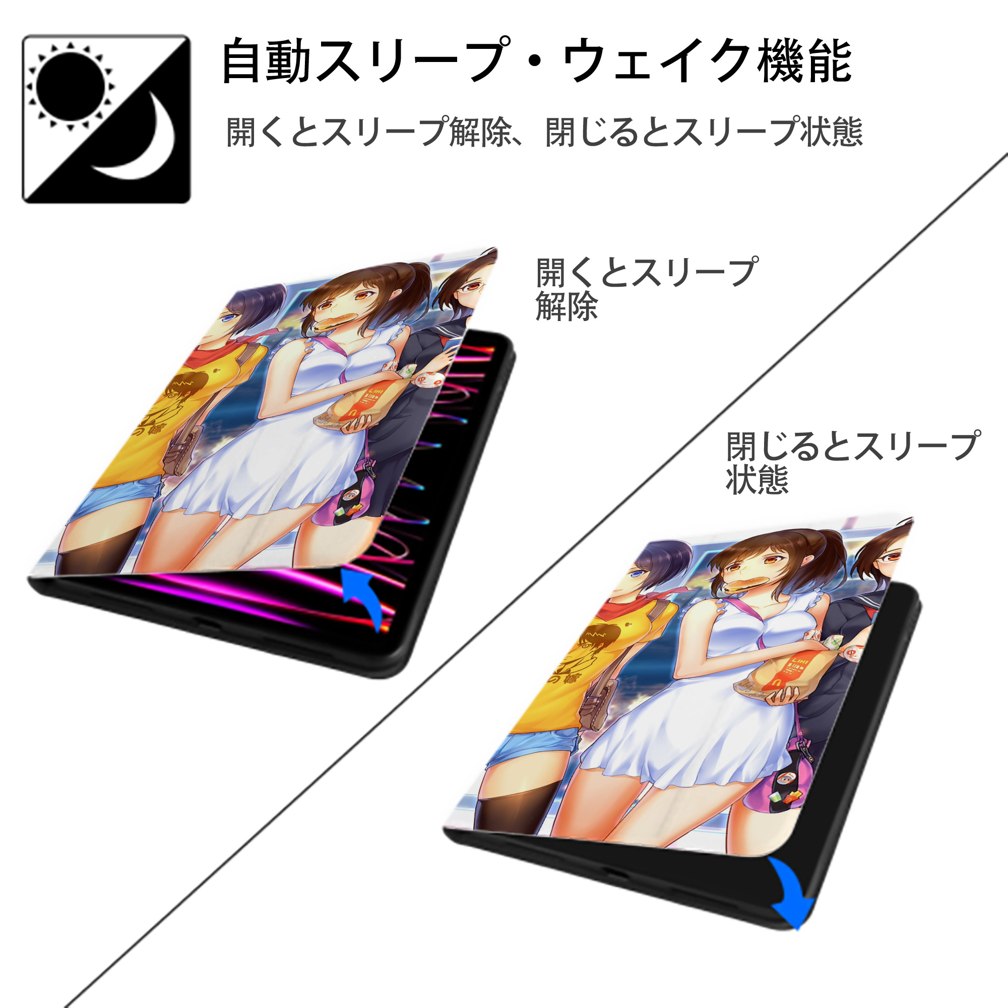 進撃の巨人 Attack on Titan IPad ケース ブック型 PUレザー TPU 耐衝撃 軽量 薄型 ペン収納なし 全面保護 IPad 各モデル対応