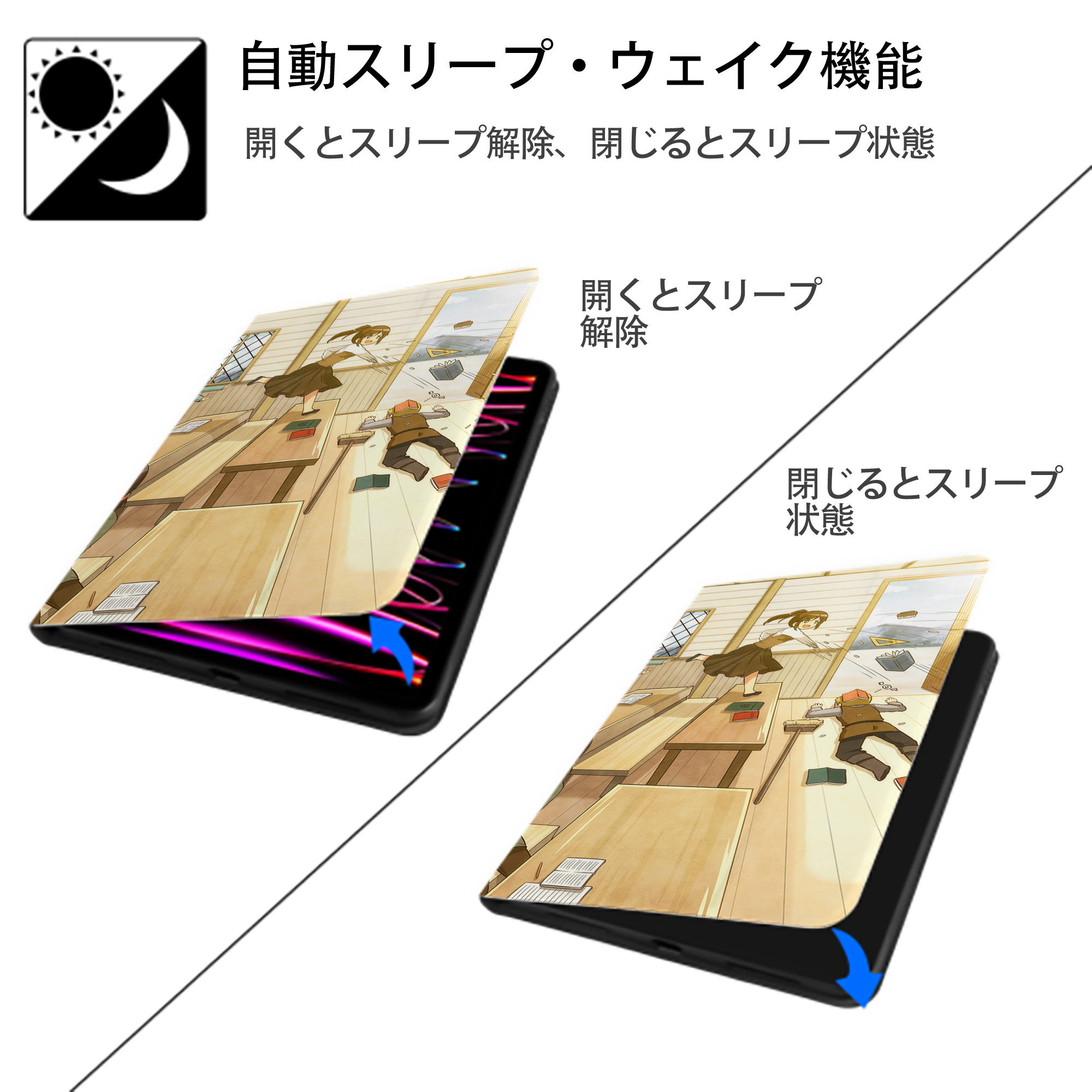 進撃の巨人 Attack on Titan IPad ケース ブック型 PUレザー TPU 耐衝撃 軽量 薄型 ペン収納なし 全面保護 IPad 各モデル対応