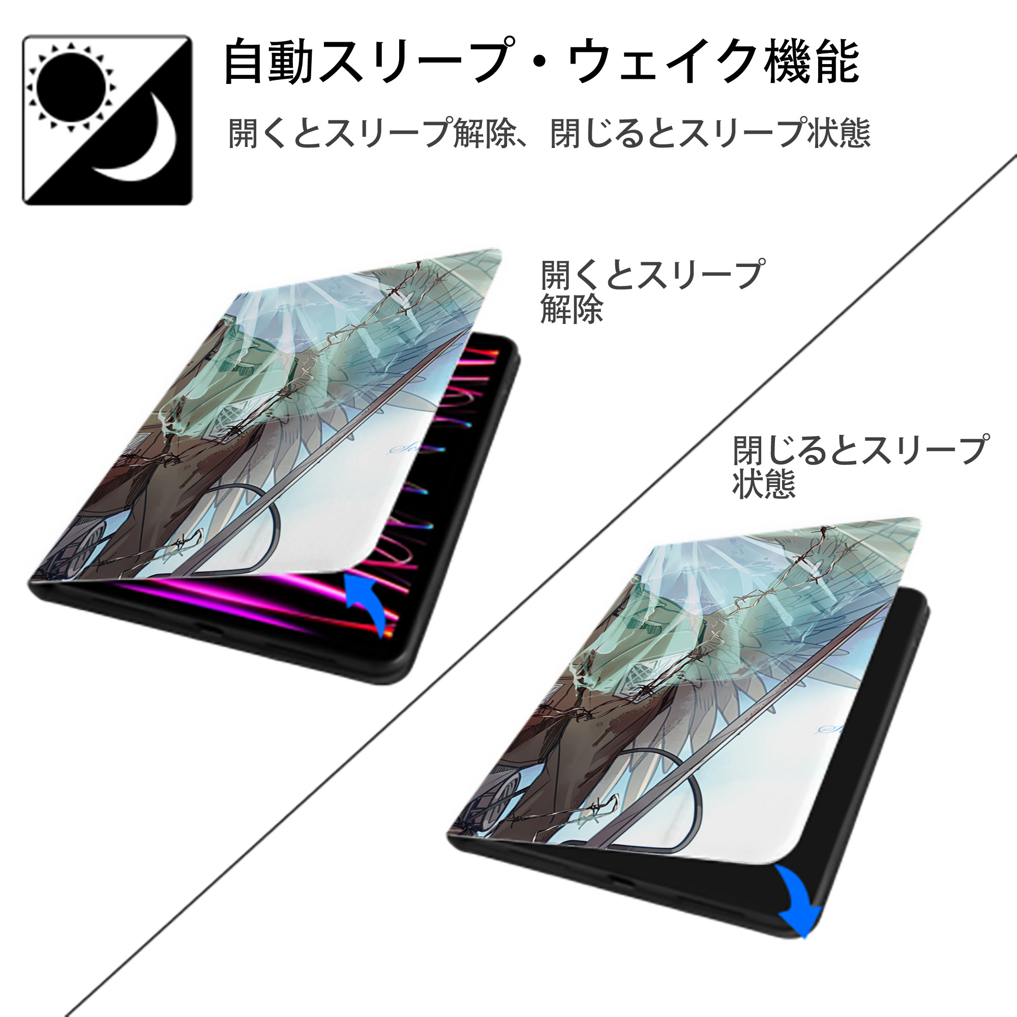 進撃の巨人 Attack on Titan IPad ケース ブック型 PUレザー TPU 耐衝撃 軽量 薄型 ペン収納なし 全面保護 IPad 各モデル対応