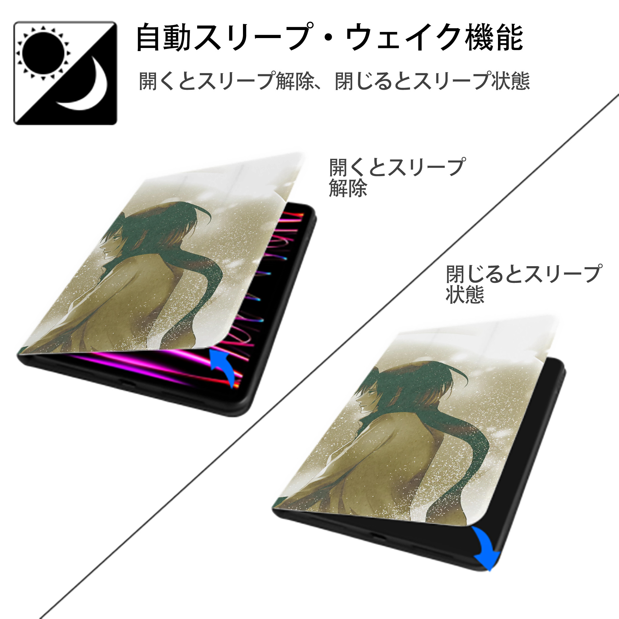 進撃の巨人 Attack on Titan IPad ケース ブック型 PUレザー TPU 耐衝撃 軽量 薄型 ペン収納なし 全面保護 IPad 各モデル対応