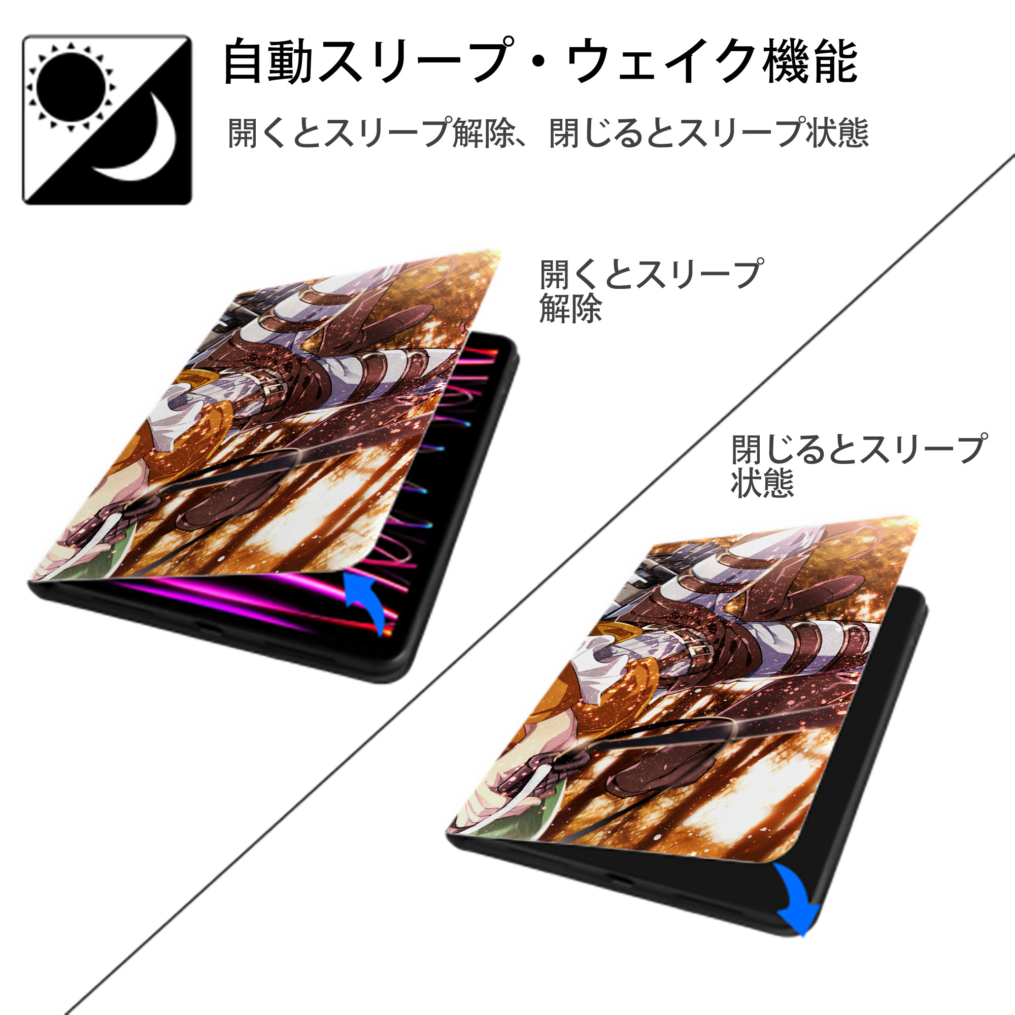 進撃の巨人 Attack on Titan IPad ケース ブック型 PUレザー TPU 耐衝撃 軽量 薄型 ペン収納なし 全面保護 IPad 各モデル対応
