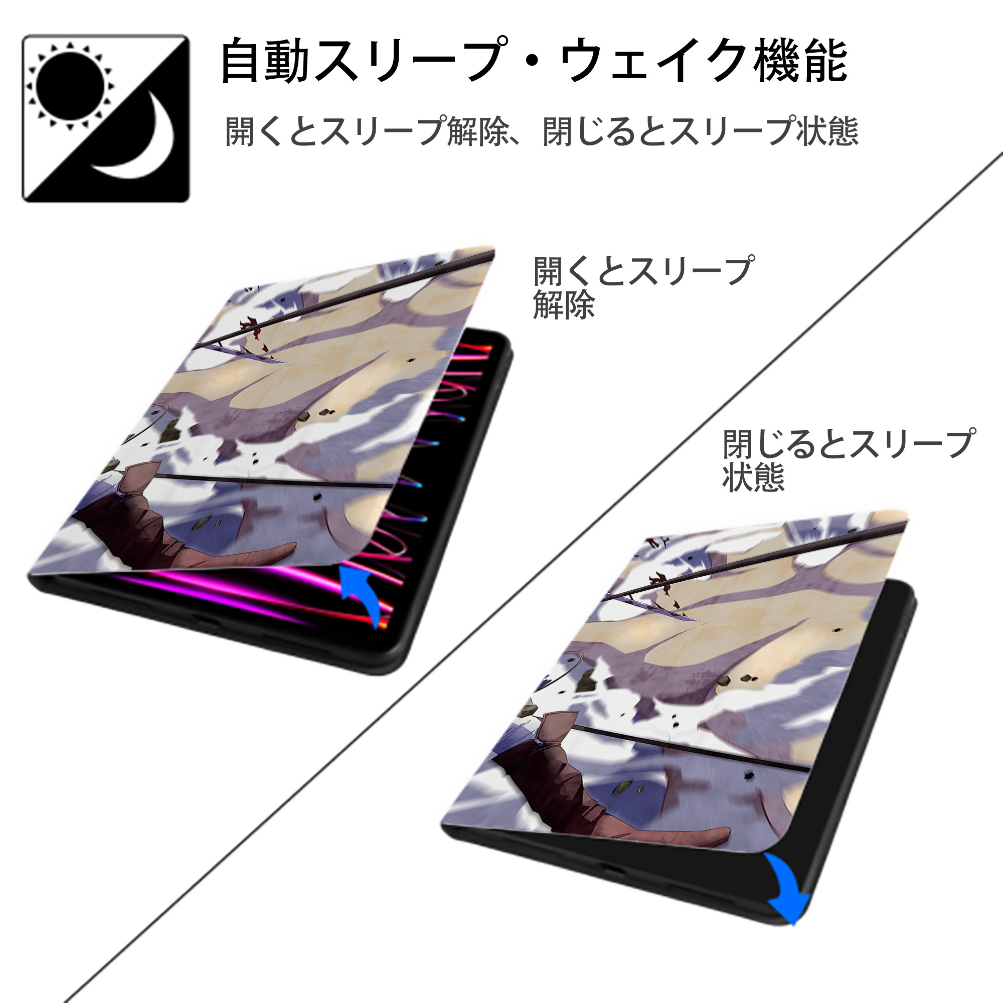進撃の巨人 Attack on Titan IPad ケース ブック型 PUレザー TPU 耐衝撃 軽量 薄型 ペン収納なし 全面保護 IPad 各モデル対応