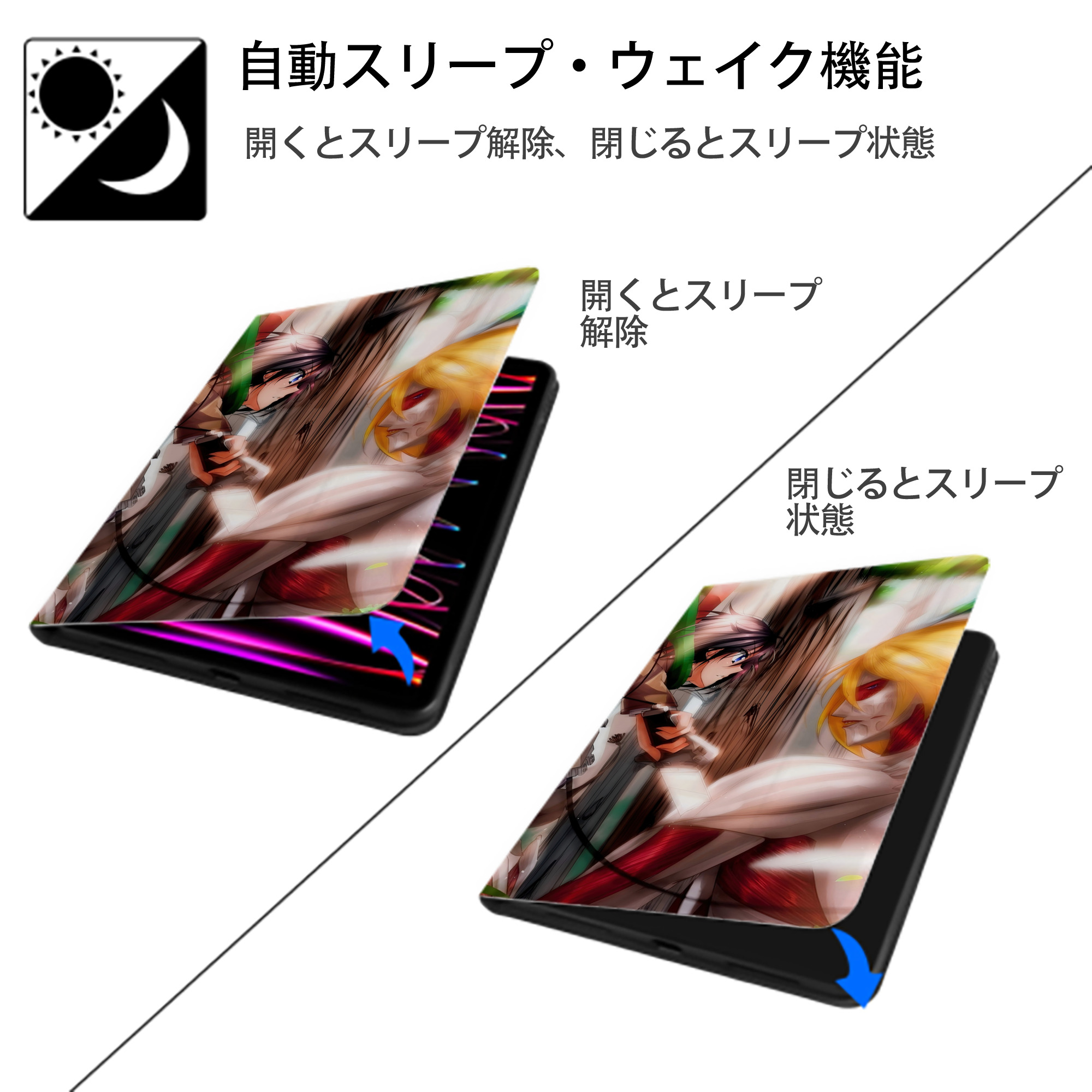 進撃の巨人 Attack on Titan IPad ケース ブック型 PUレザー TPU 耐衝撃 軽量 薄型 ペン収納なし 全面保護 IPad 各モデル対応
