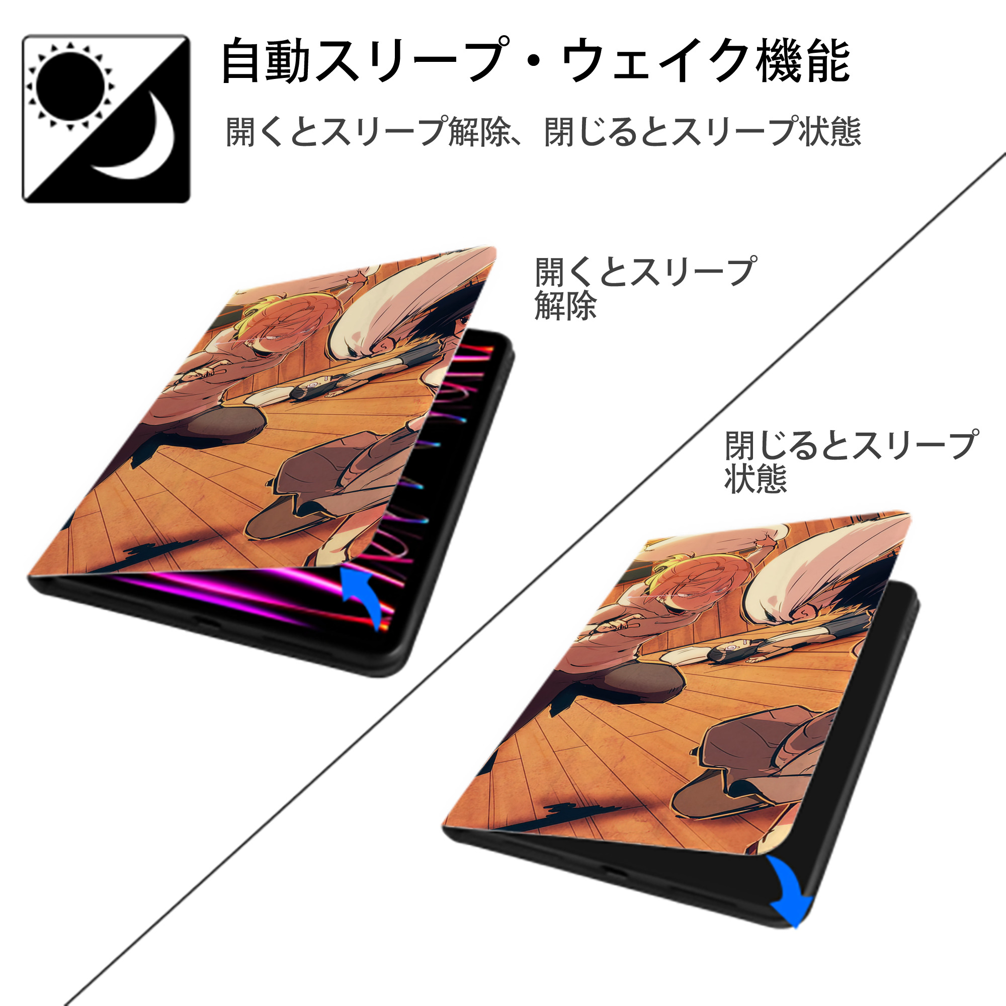 進撃の巨人 Attack on Titan IPad ケース ブック型 PUレザー TPU 耐衝撃 軽量 薄型 ペン収納なし 全面保護 IPad 各モデル対応