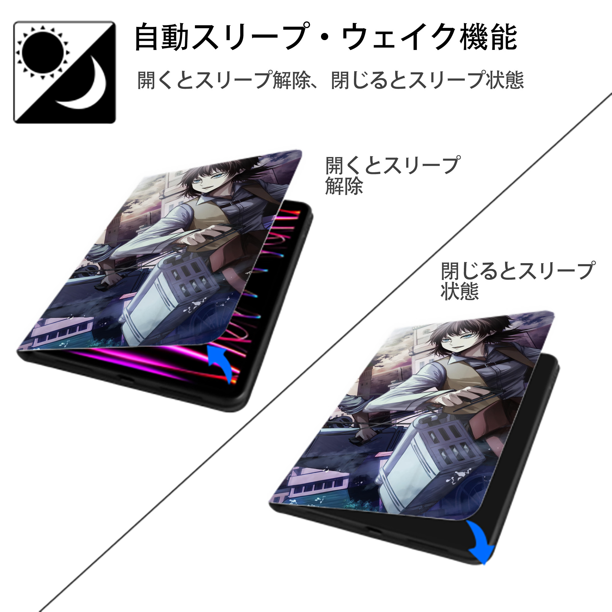 進撃の巨人 Attack on Titan IPad ケース ブック型 PUレザー TPU 耐衝撃 軽量 薄型 ペン収納なし 全面保護 IPad 各モデル対応