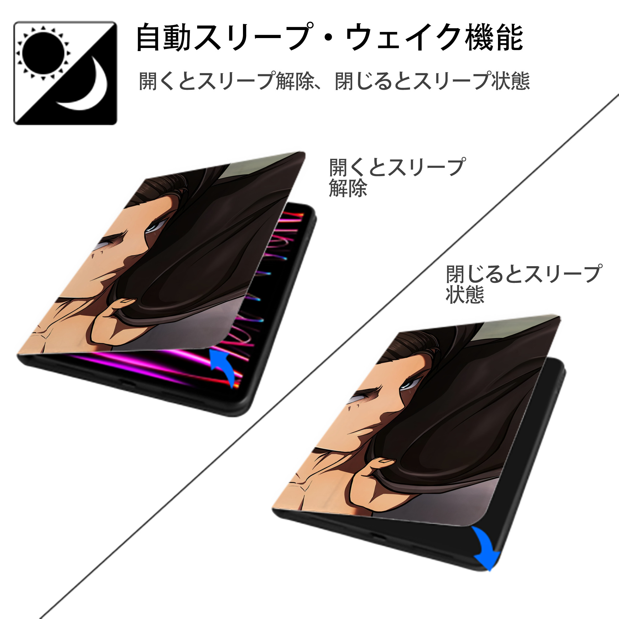 進撃の巨人 Attack on Titan IPad ケース ブック型 PUレザー TPU 耐衝撃 軽量 薄型 ペン収納なし 全面保護 IPad 各モデル対応