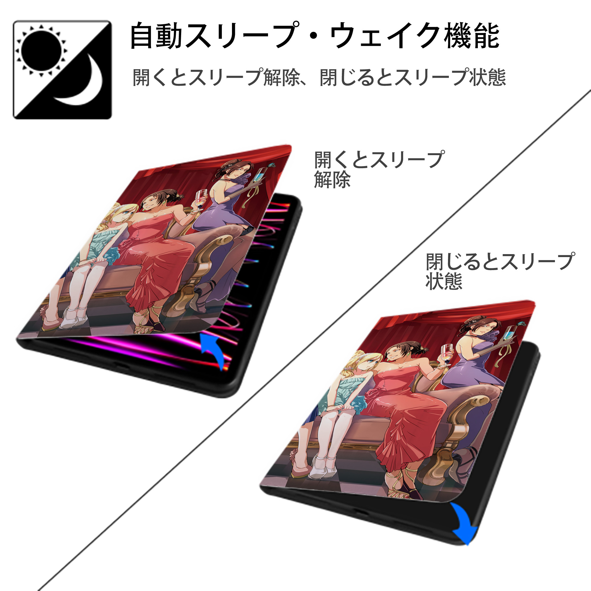 進撃の巨人 Attack on Titan IPad ケース ブック型 PUレザー TPU 耐衝撃 軽量 薄型 ペン収納なし 全面保護 IPad 各モデル対応