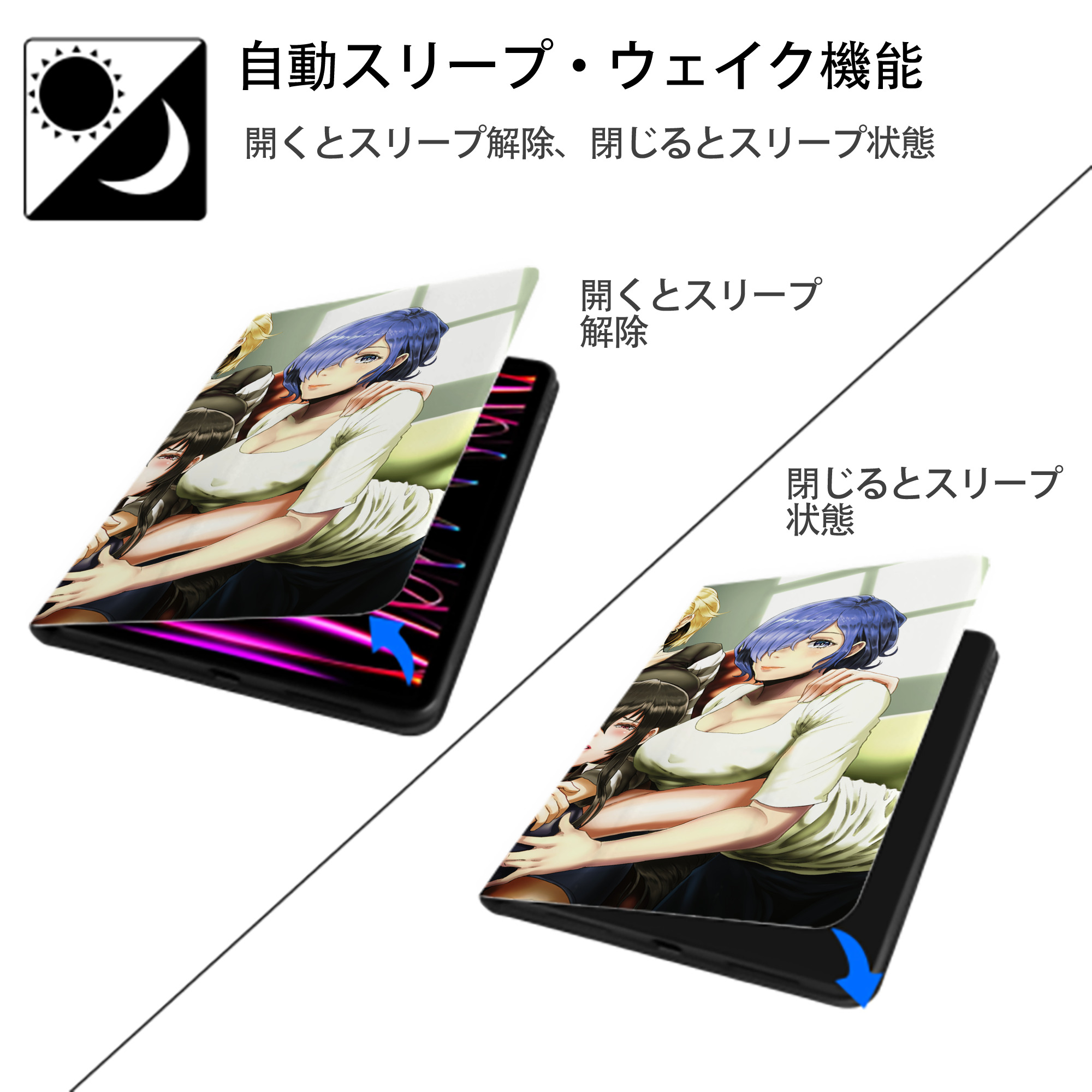 進撃の巨人 Attack on Titan IPad ケース ブック型 PUレザー TPU 耐衝撃 軽量 薄型 ペン収納なし 全面保護 IPad 各モデル対応