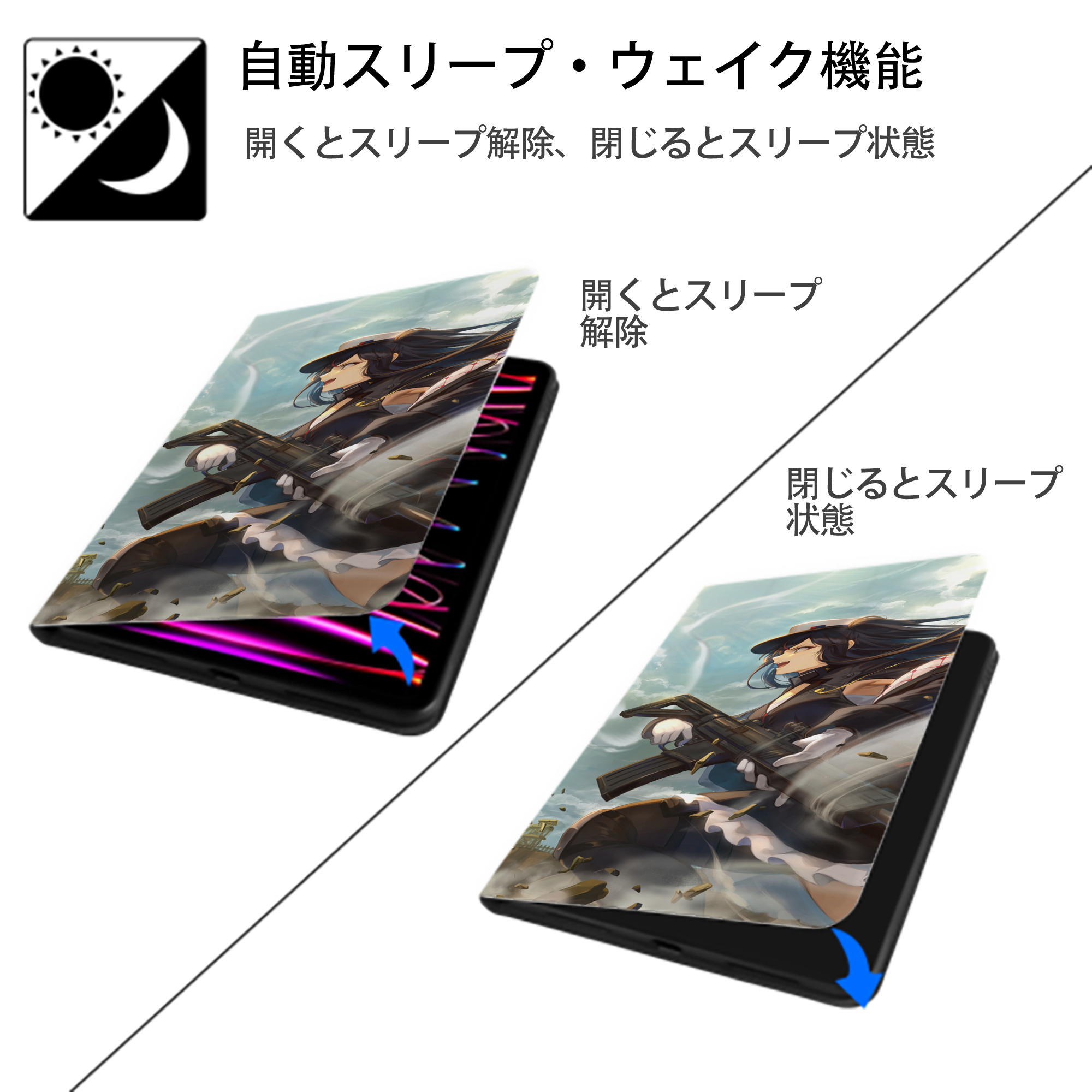 進撃の巨人 Attack on Titan IPad ケース ブック型 PUレザー TPU 耐衝撃 軽量 薄型 ペン収納なし 全面保護 IPad 各モデル対応