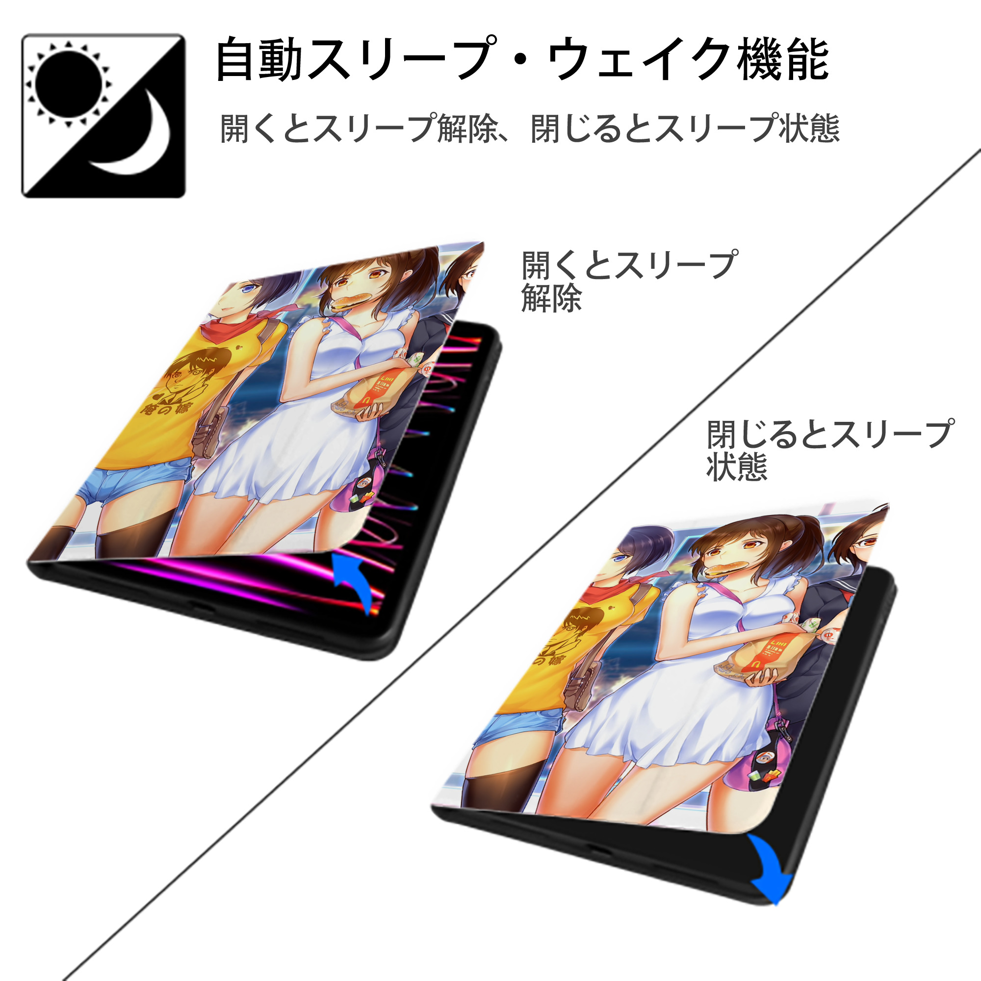 進撃の巨人 Attack on Titan IPadケース ペンホルダー付き ブックスタイルデザイン
