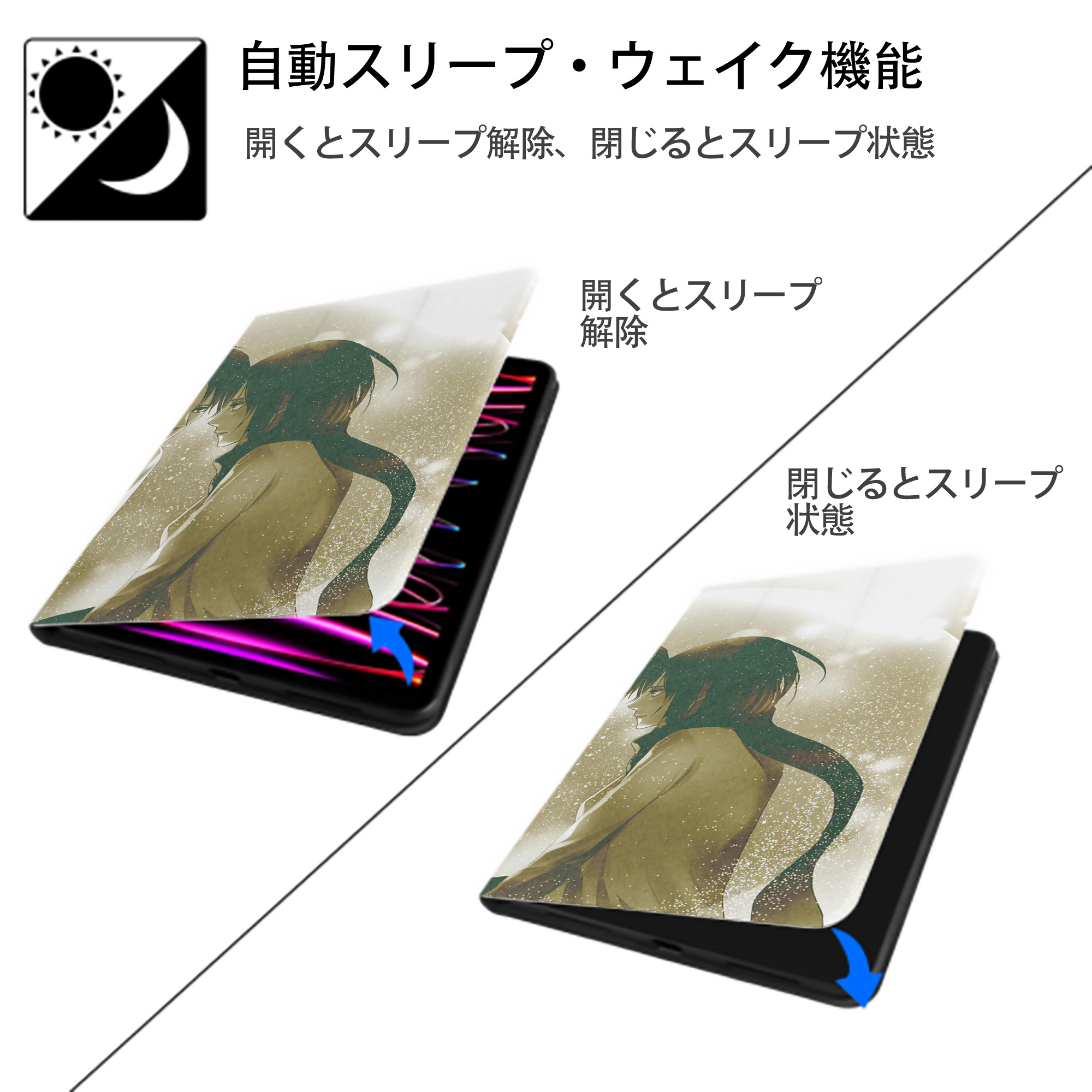進撃の巨人 Attack on Titan IPadケース ペンホルダー付き ブックスタイルデザイン