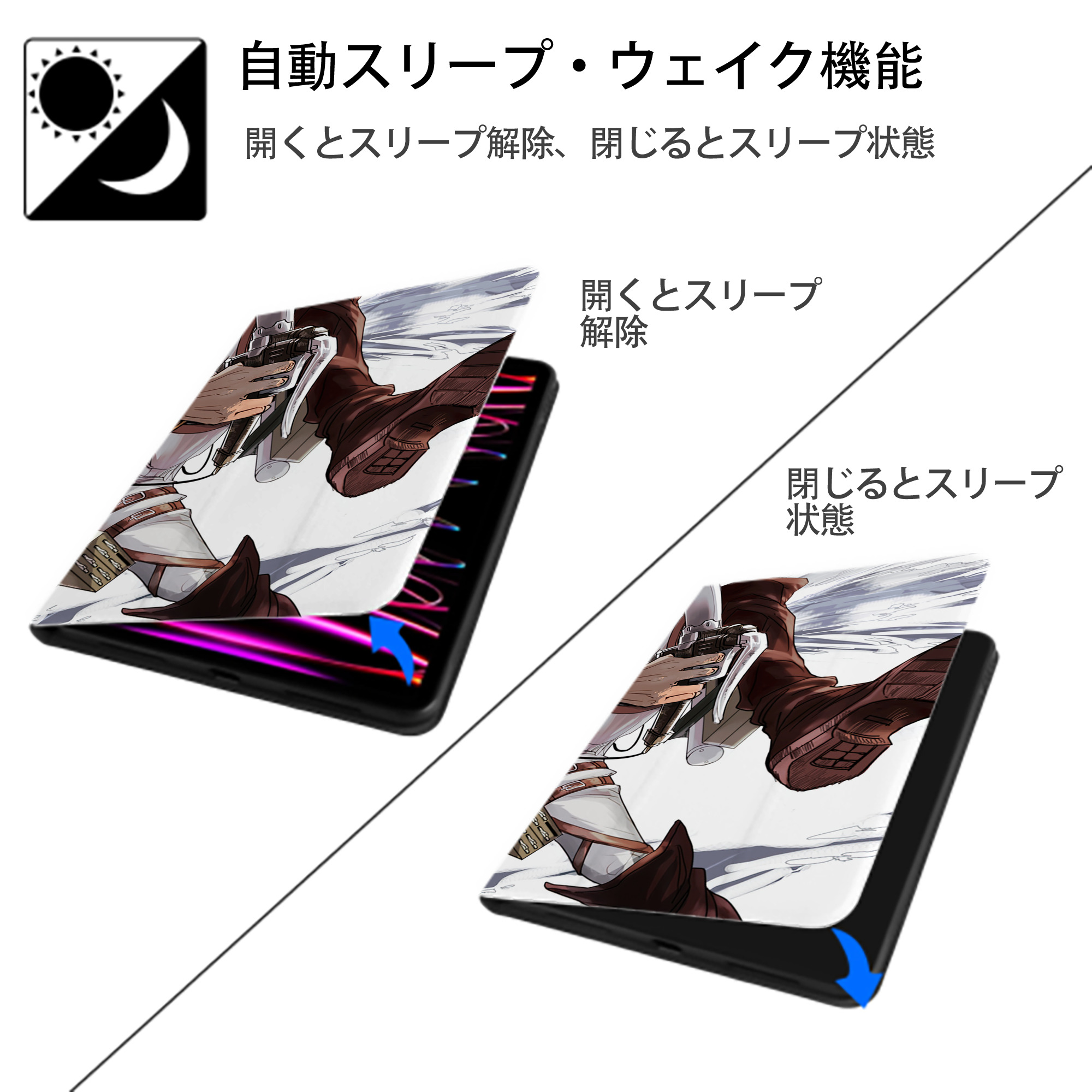 進撃の巨人 Attack on Titan IPadケース ペンホルダー付き ブックスタイルデザイン