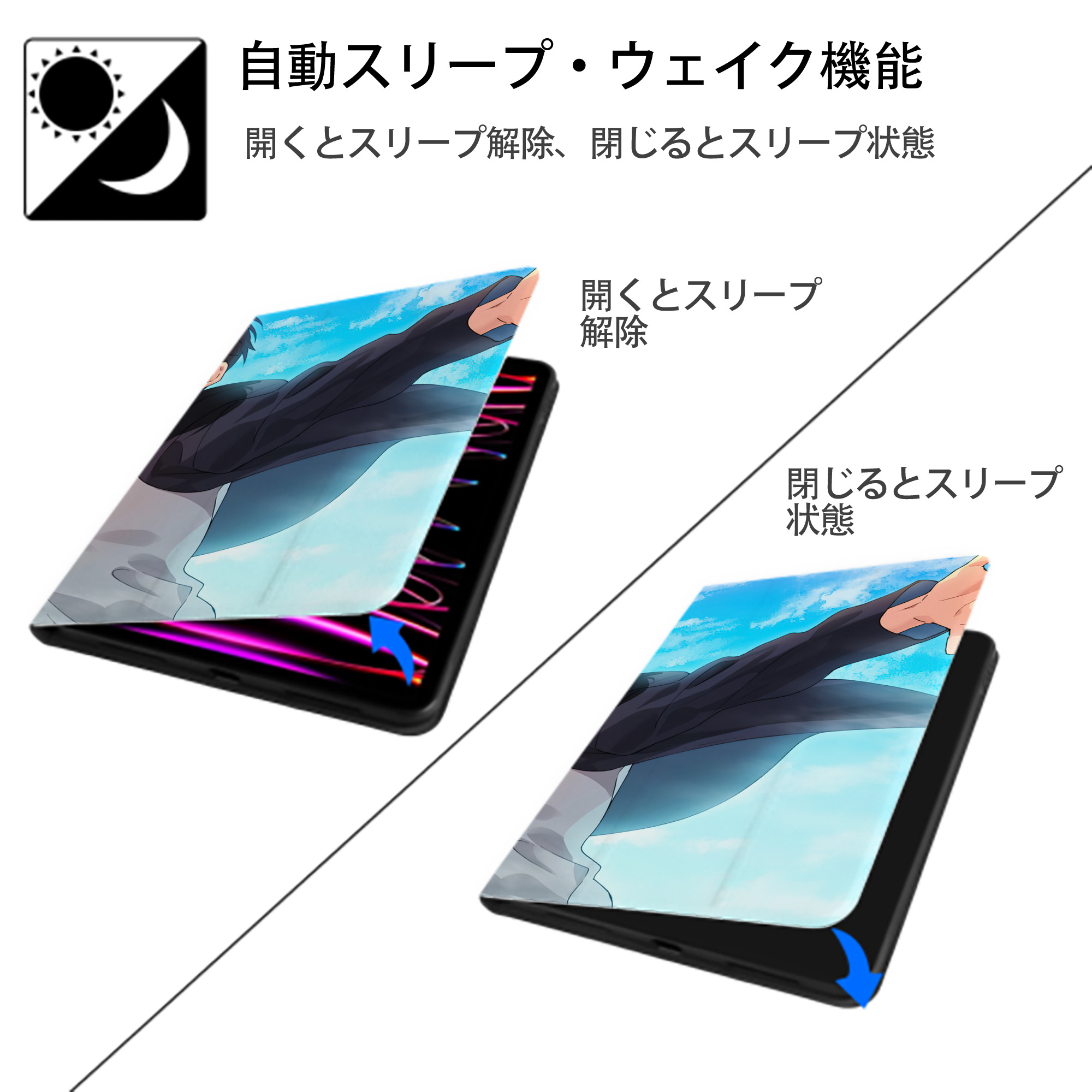進撃の巨人 Attack on Titan IPadケース ペンホルダー付き ブックスタイルデザイン